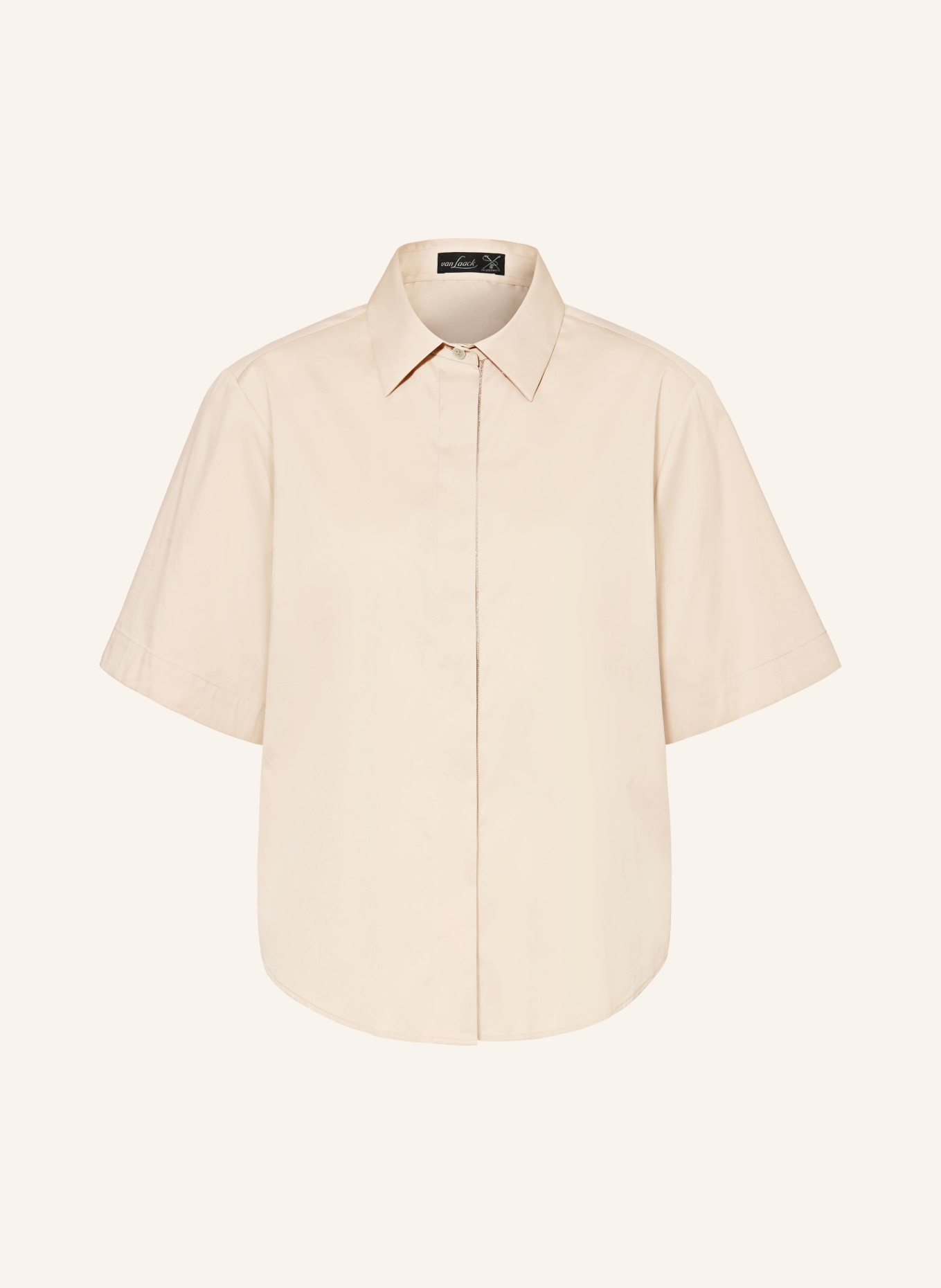 van Laack Hemdbluse VL-AZIKA-PB mit Schmuckperlen: HELLBRAUN