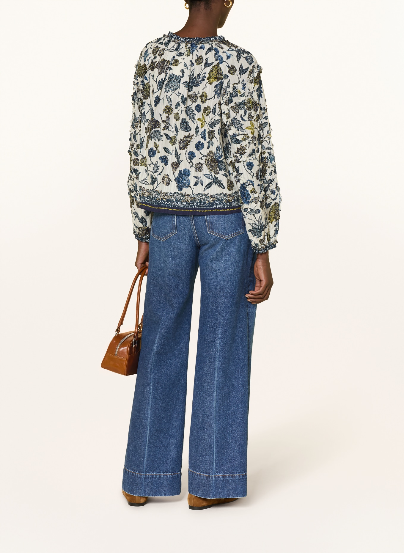 ULLA JOHNSON Bluzka AZROU: GRANATOWY / ECRU / OLIWKOWY