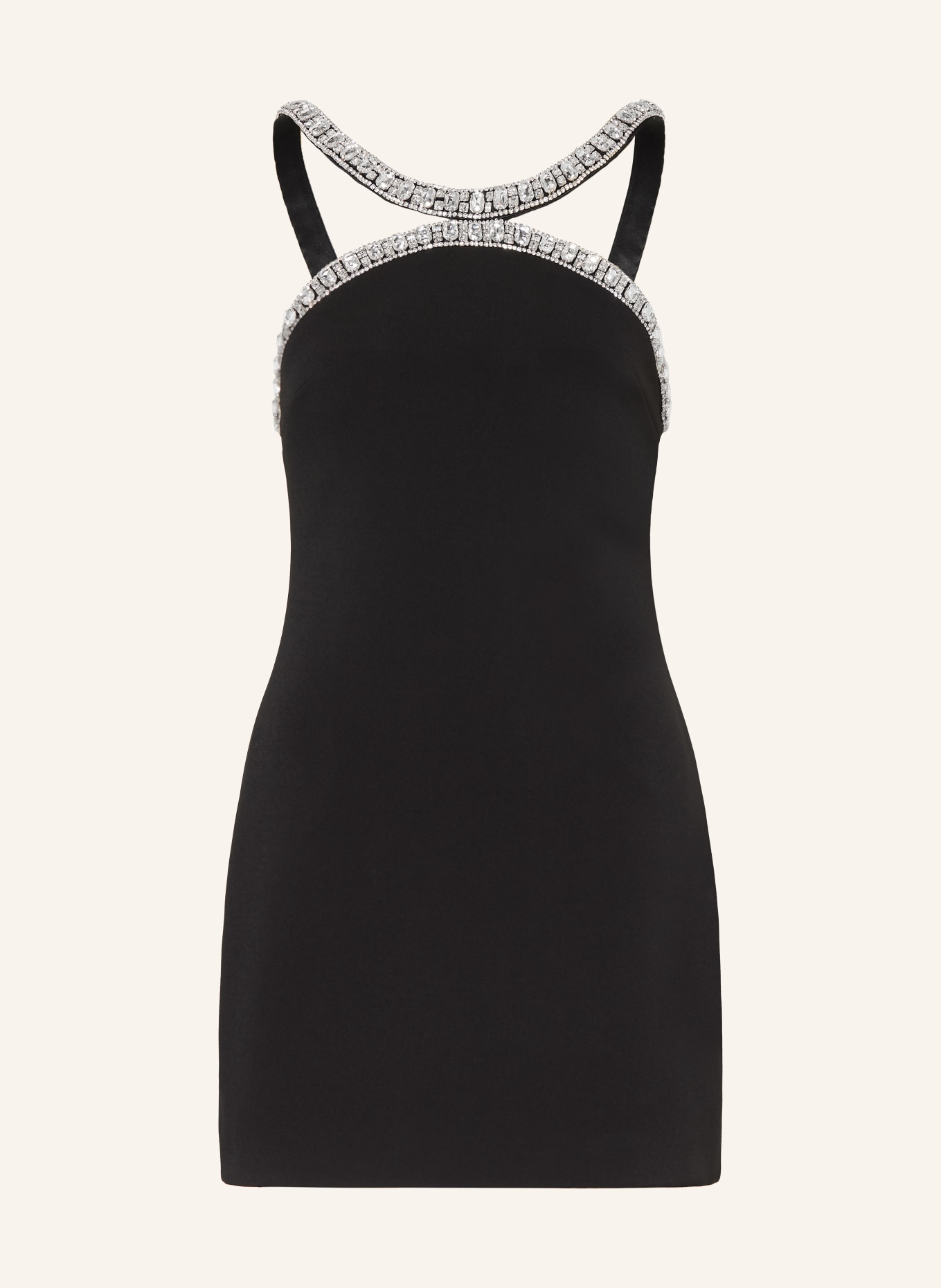 RETROFÊTE Koktejlové šaty AILSA s ozdobnými kamínky: ČERNÁ