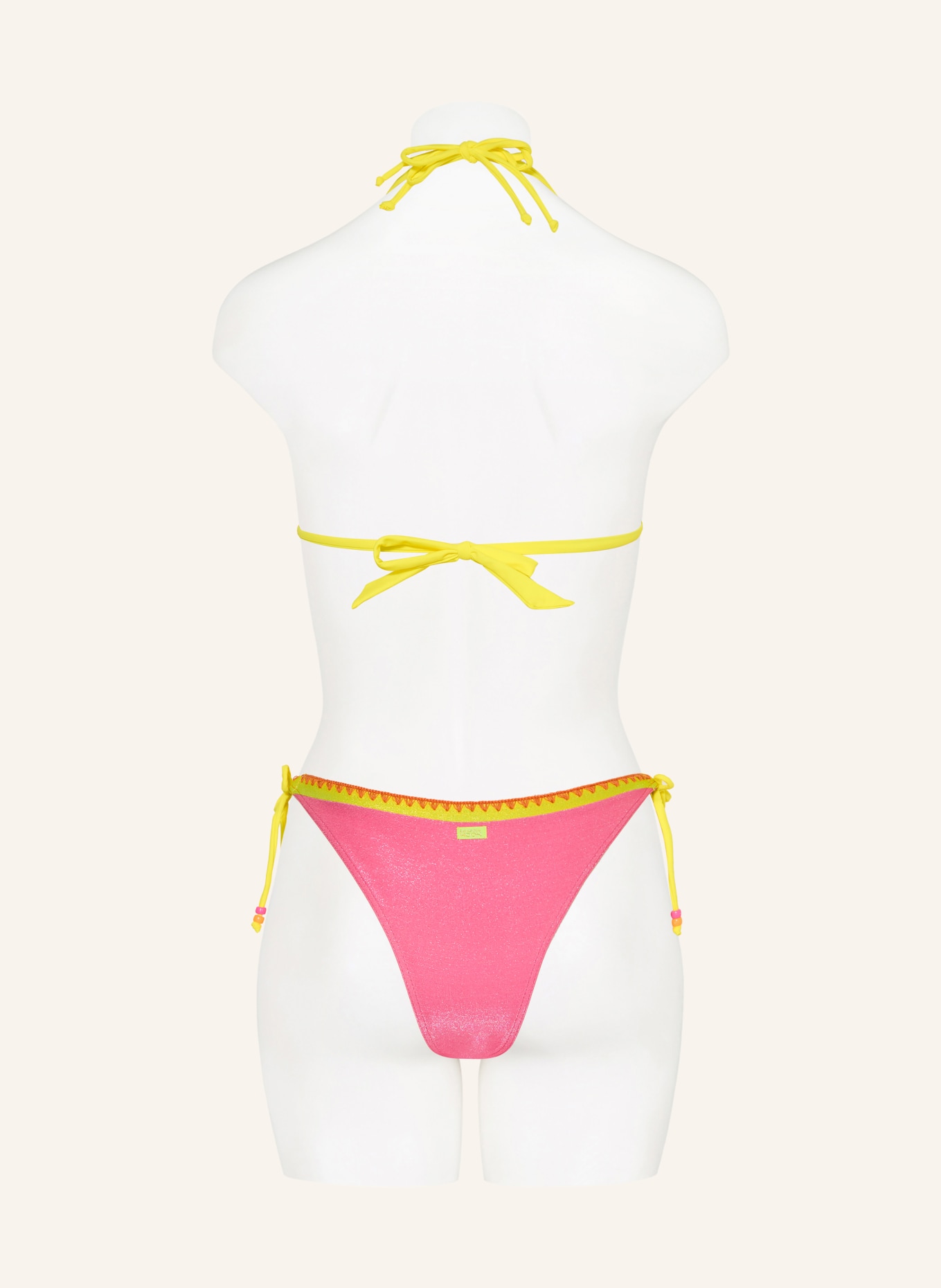 BANANA MOON Trojúhelníkové bikiny BLUCOSTORA SHIN s třpytivou nití: RŮŽOVÁ / NEONOVĚ ŽLUTÁ