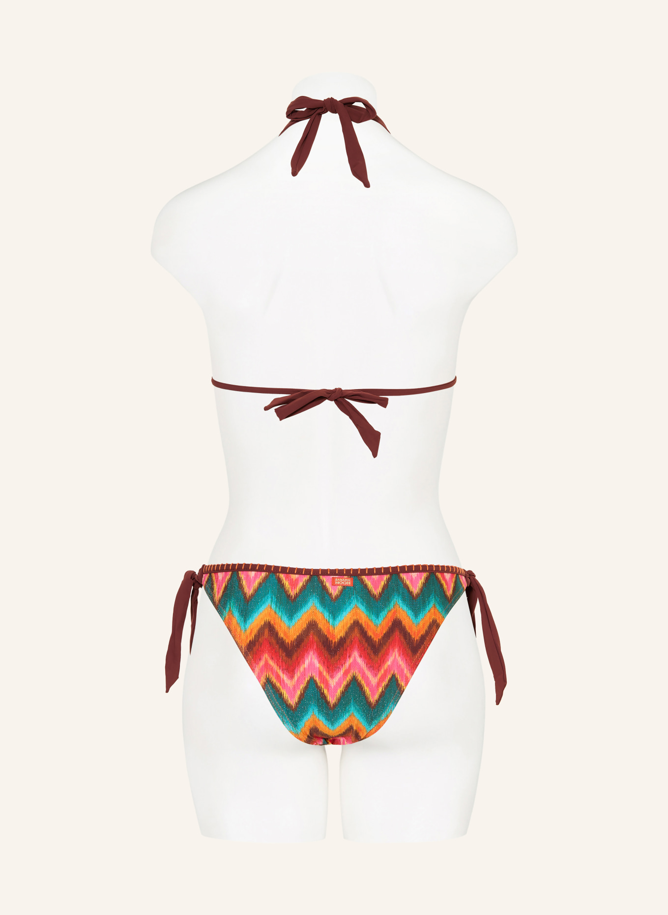 BANANA MOON Triangel-Bikini-Top RITA NALIKA mit Glitzergarn: DUNKELROT / ORANGE / PETROL