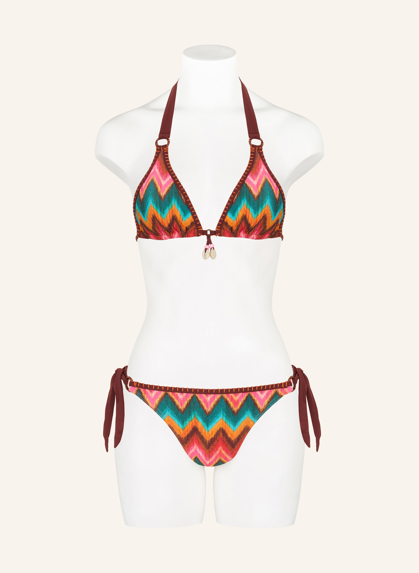 BANANA MOON Triangel-Bikini-Hose SIMA NALIKA mit Glitzergarn: DUNKELROT / ORANGE / PETROL