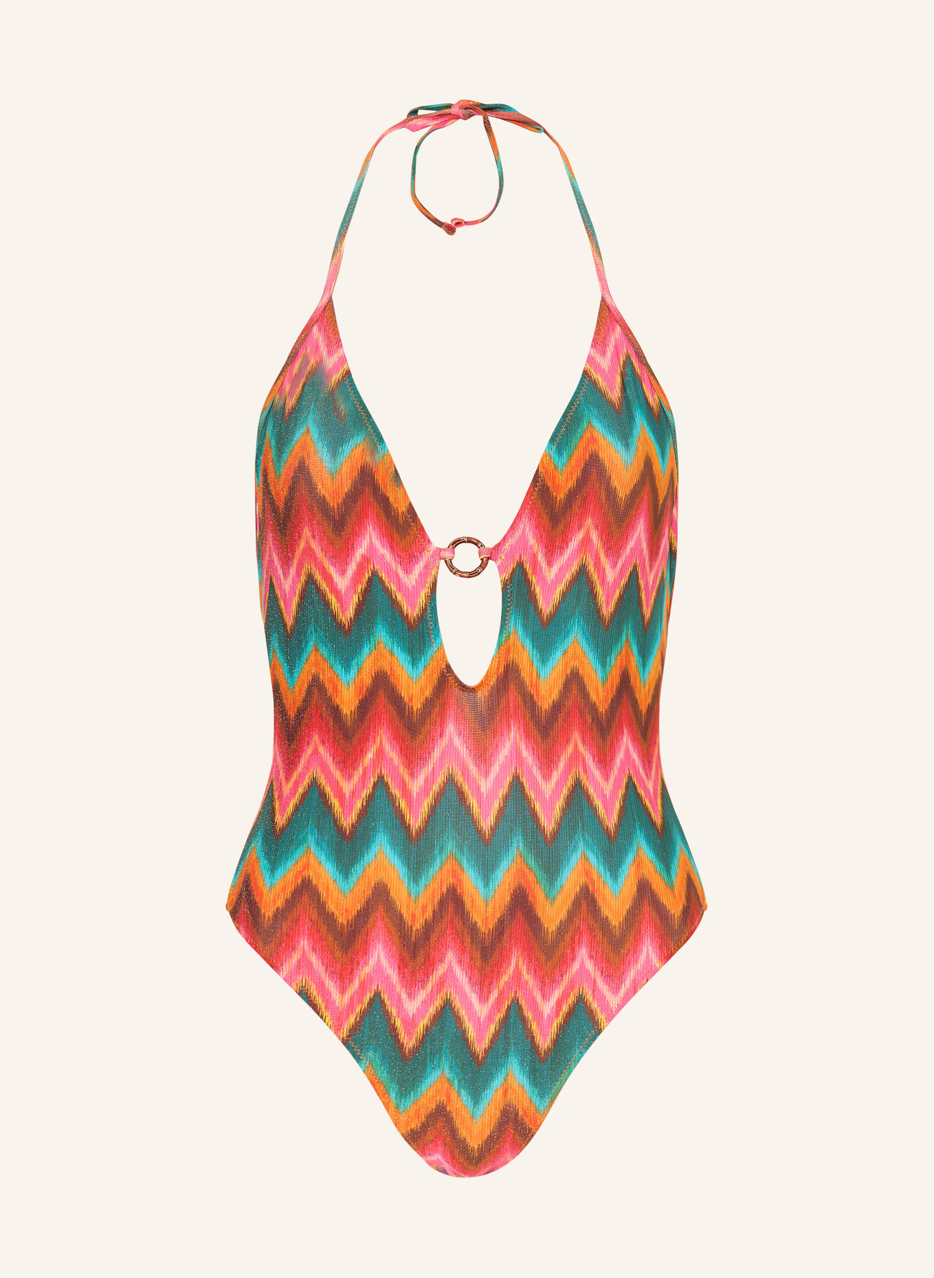 BANANA MOON Neckholder-Badeanzug MIRELO NALIKA mit Glitzergarn: ORANGE / PINK / PETROL