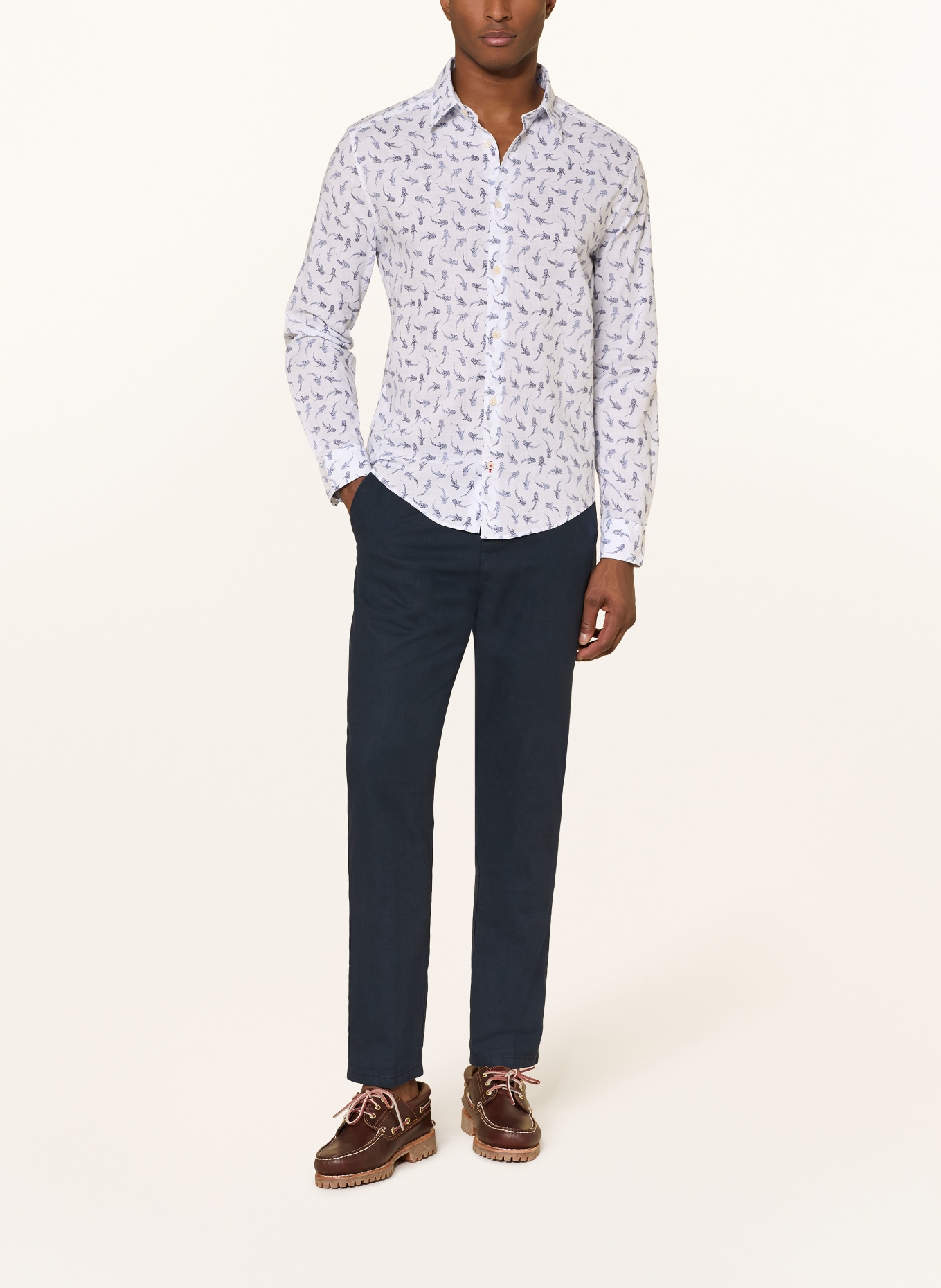 JOOP! JEANS Hemd HANSEN Regular Fit: WEISS / DUNKELBLAU