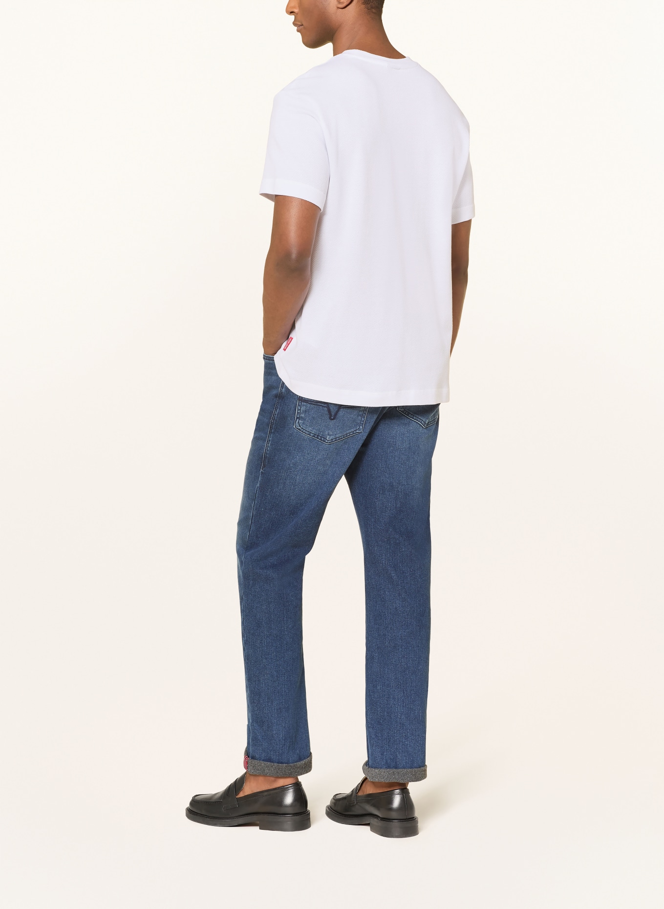 JOOP! JEANS T-shirt AMAREUS van piqué: WIT / ROOD