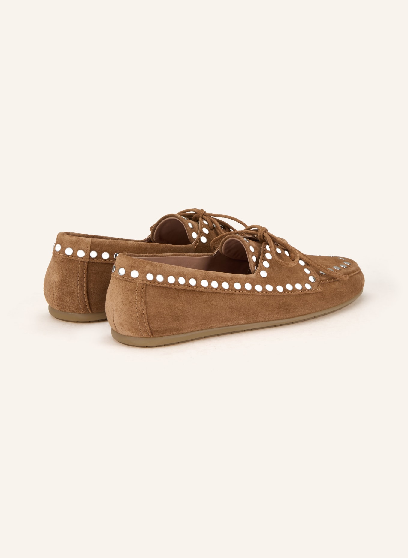 KENNEL & SCHMENGER Mokasyny DROP z nitami: BRĄZOWY / SREBRNY