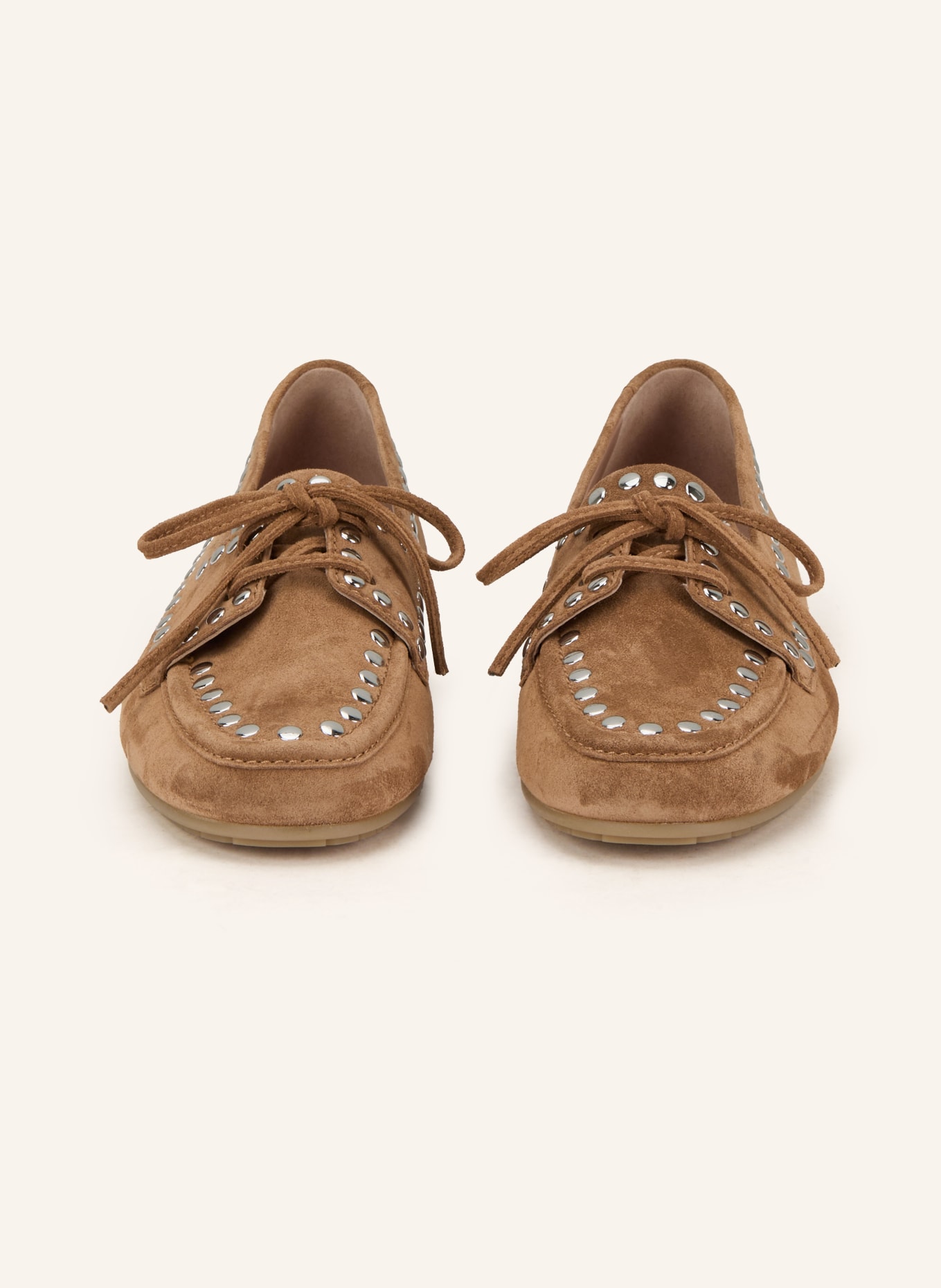 KENNEL & SCHMENGER Mokasyny DROP z nitami: BRĄZOWY / SREBRNY