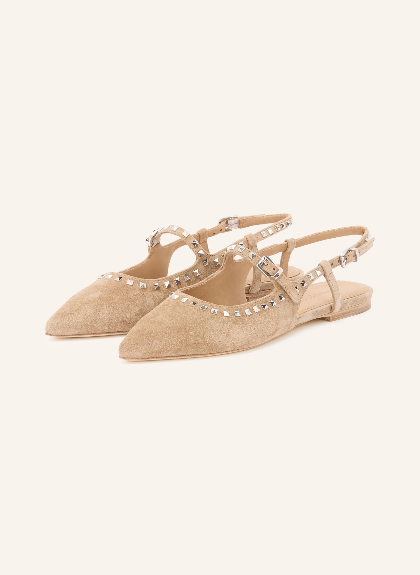 KENNEL & SCHMENGER Slingpumps GRETA mit Nieten: BEIGE / SILBER