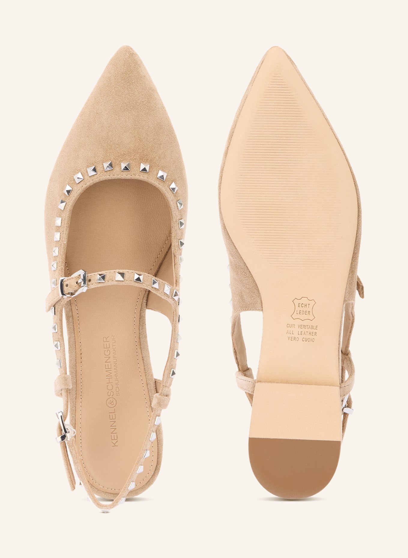 KENNEL & SCHMENGER Slingpumps GRETA mit Nieten: BEIGE / SILBER