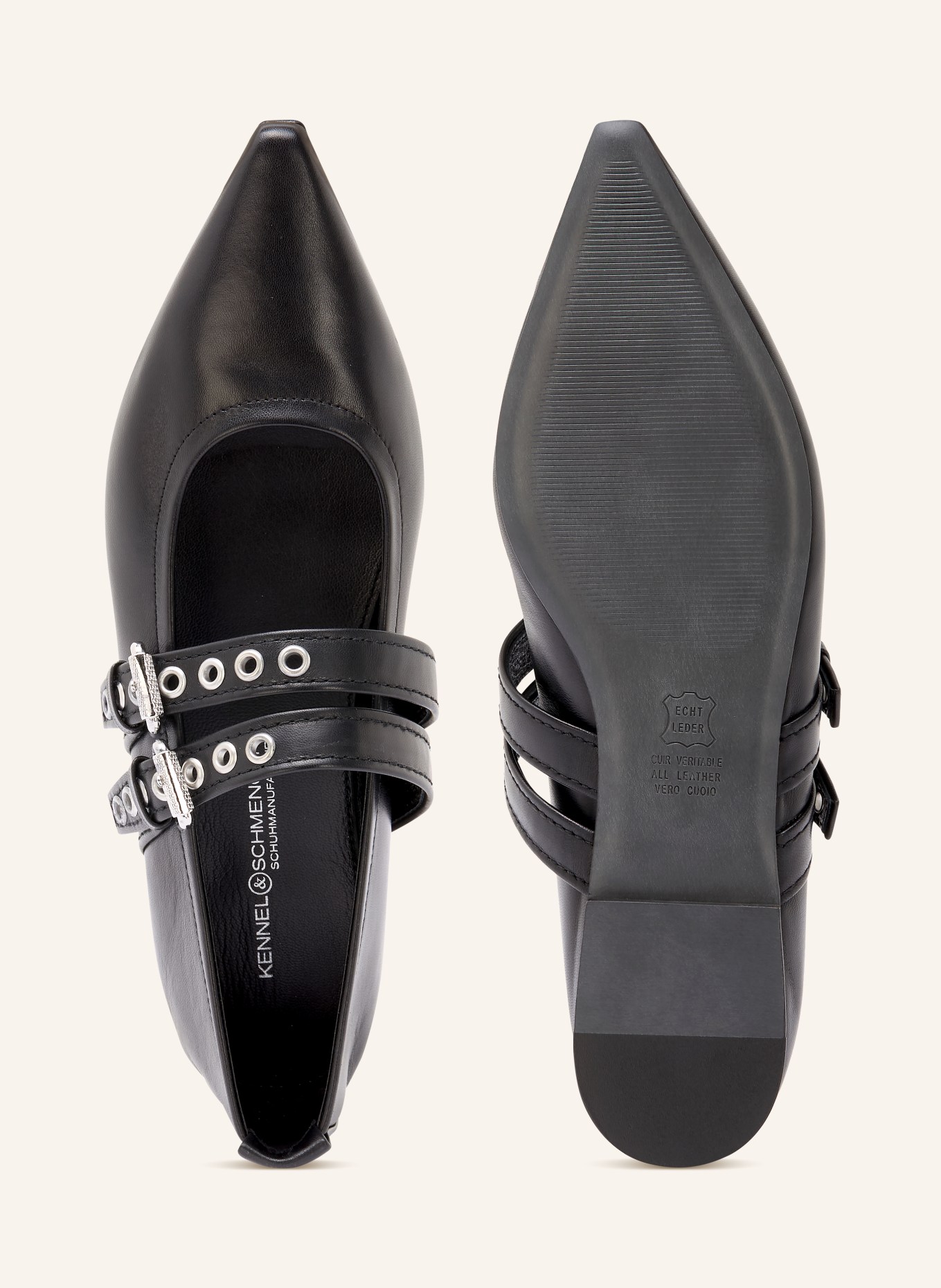 KENNEL & SCHMENGER Mary-Jane-Ballerinas NIKA: SCHWARZ / SILBER