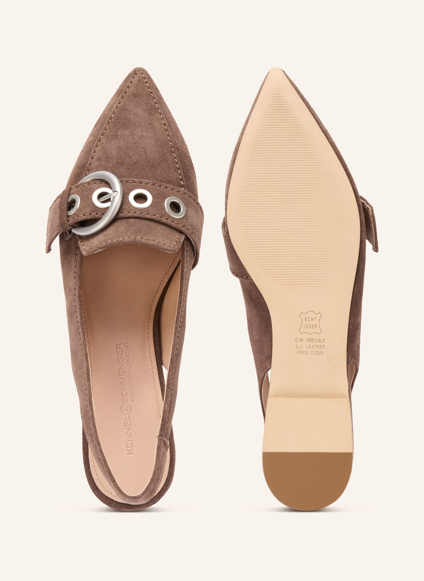 KENNEL & SCHMENGER Baleriny typu slingback: BRĄZOWY / SREBRNY