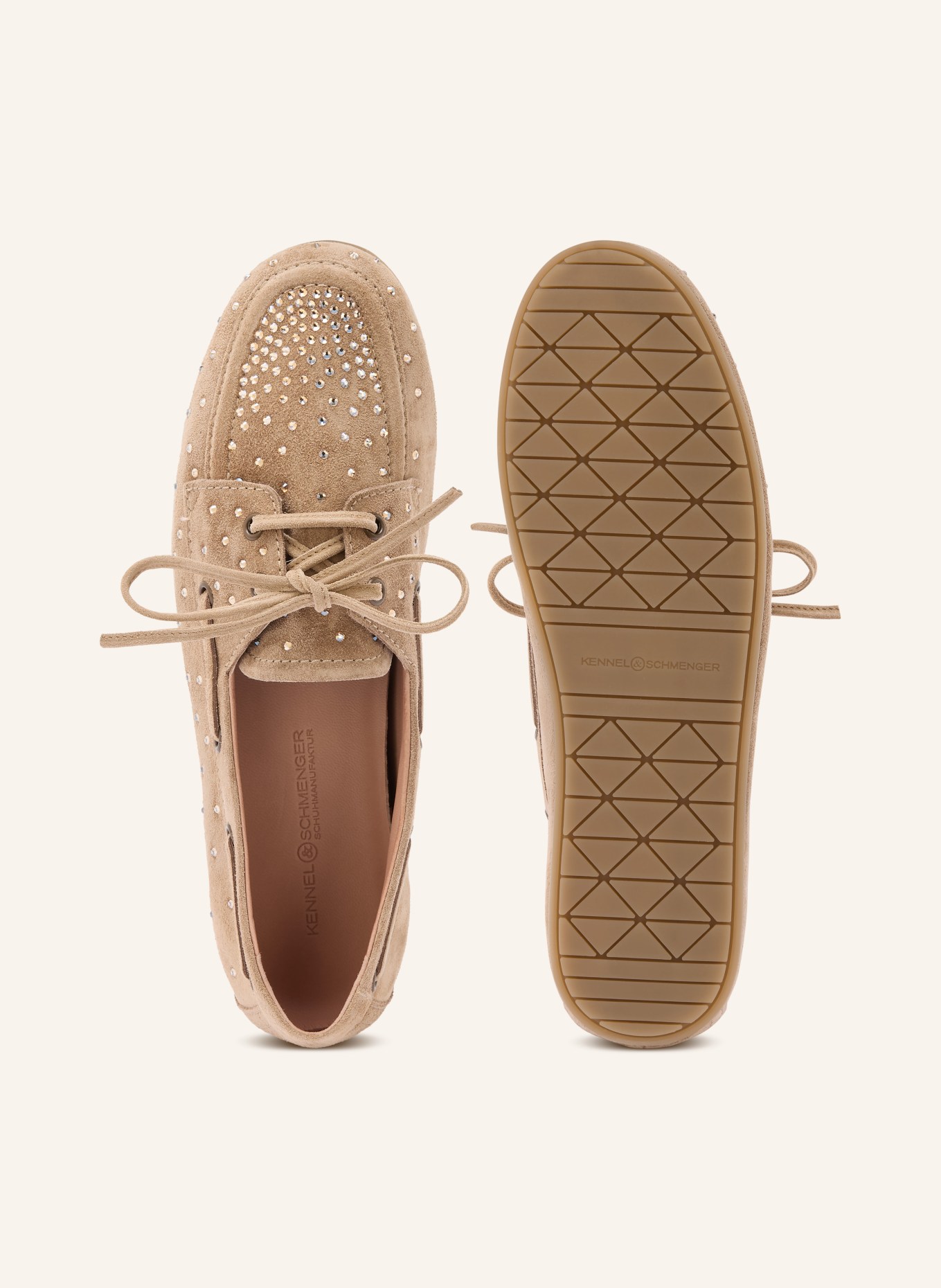 KENNEL & SCHMENGER Buty żeglarskie DROP z kamieniami ozdobnymi: JASNOBRĄZOWY