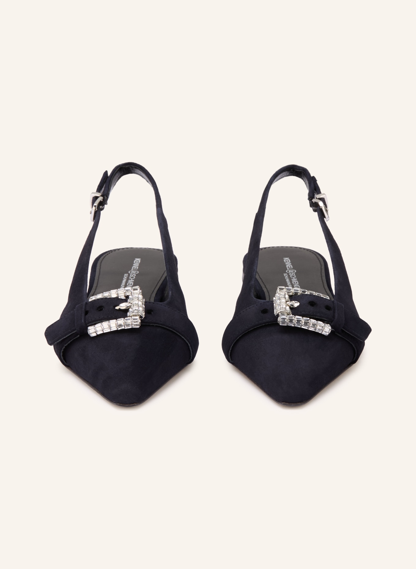 KENNEL & SCHMENGER Slingballerinas NIKA s ozdobnými kameny: TMAVĚ MODRÁ / STŘÍBRNÁ