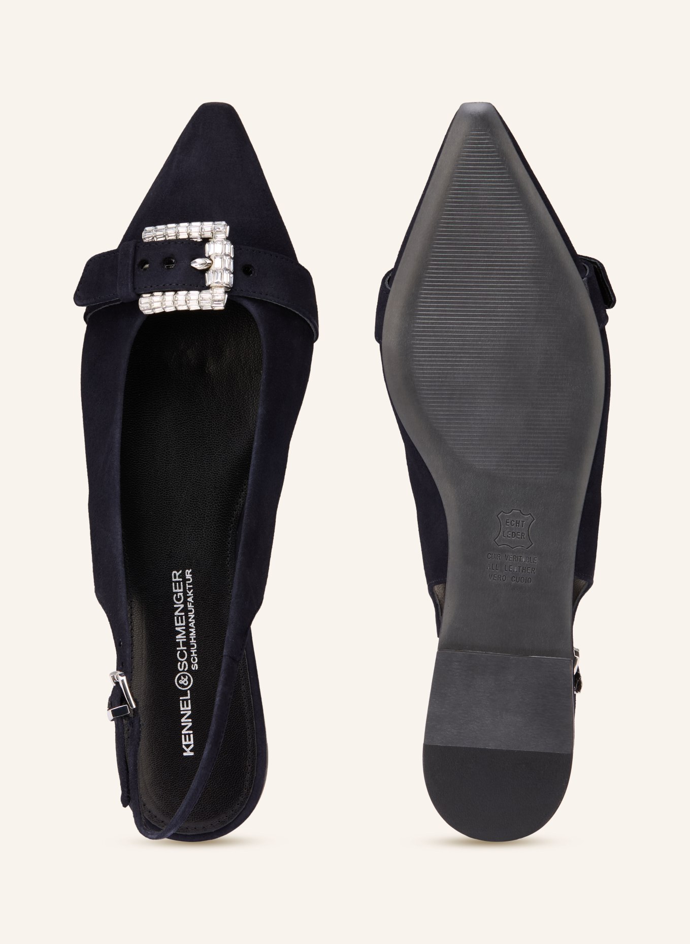 KENNEL & SCHMENGER Slingballerinas NIKA s ozdobnými kameny: TMAVĚ MODRÁ / STŘÍBRNÁ