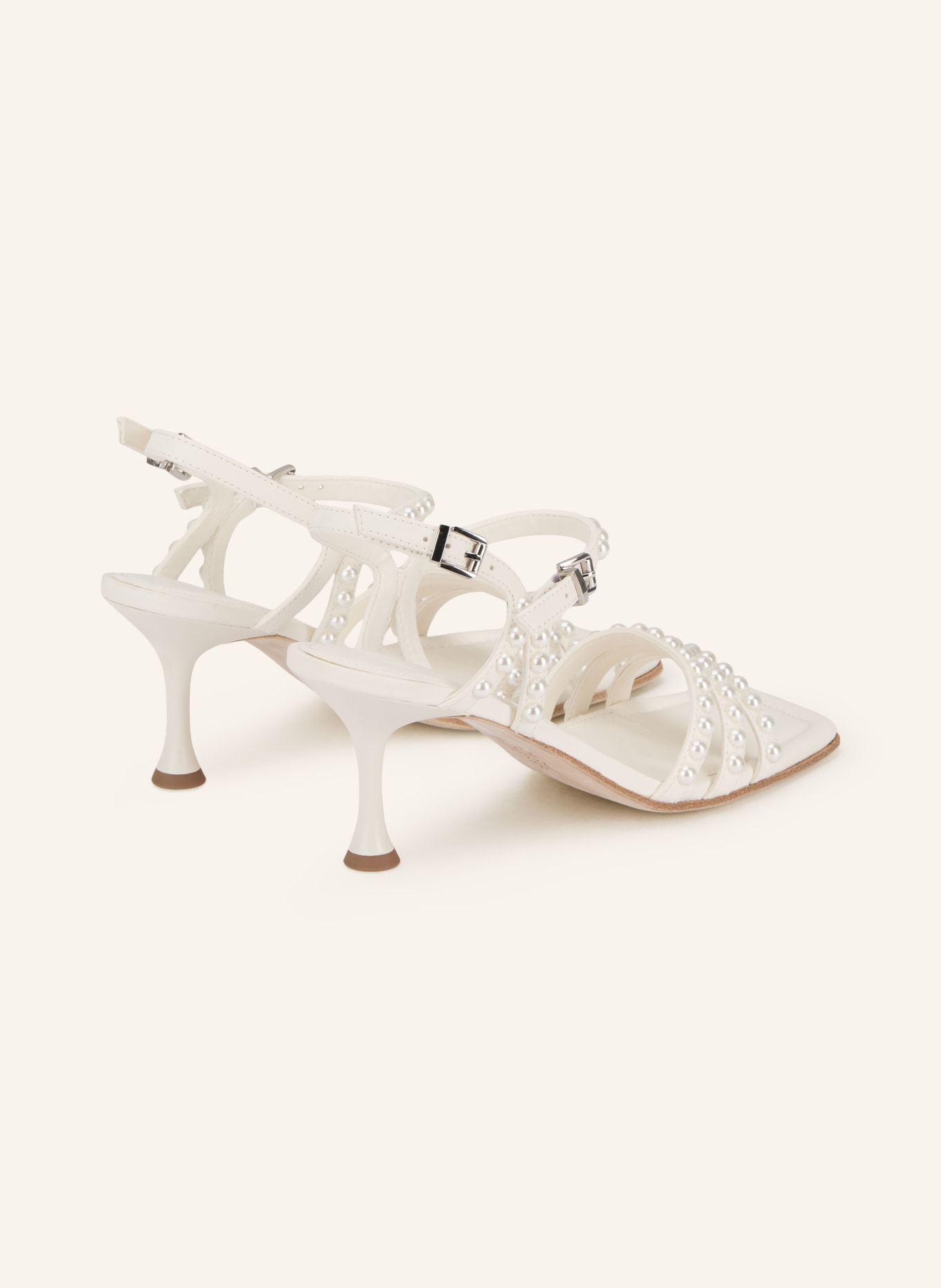 KENNEL & SCHMENGER Sandals with decorative pearls: CREAM