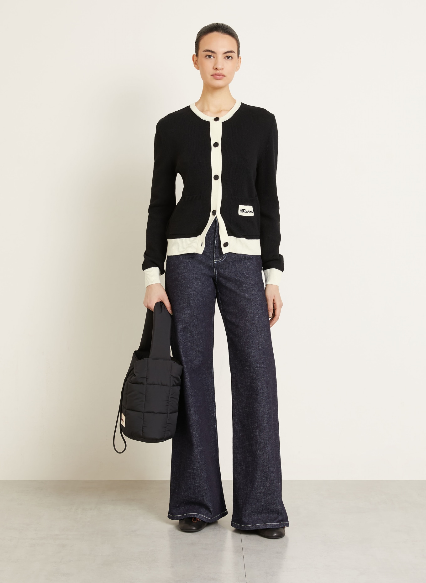 MARNI kardigan: CZARNY / BIAŁY