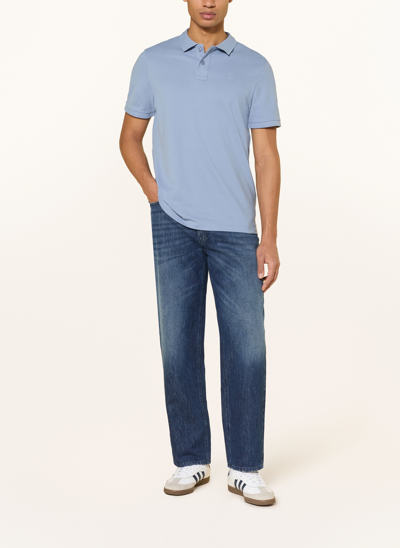 ELBSAND Koszulka polo z pikowanym wzorem HOLMS Regular Fit: JASNONIEBIESKI