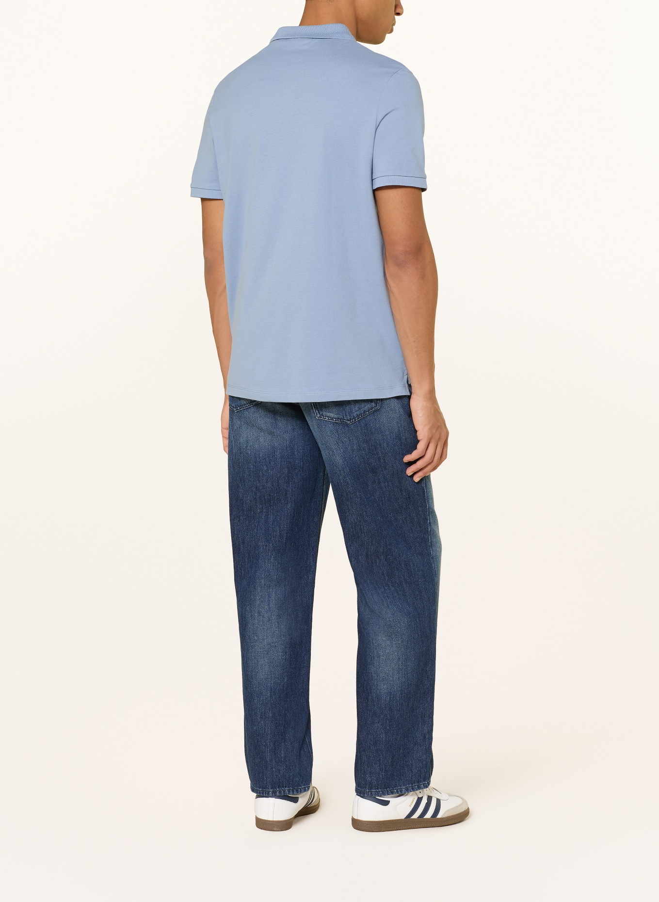 ELBSAND Koszulka polo z pikowanym wzorem HOLMS Regular Fit: JASNONIEBIESKI