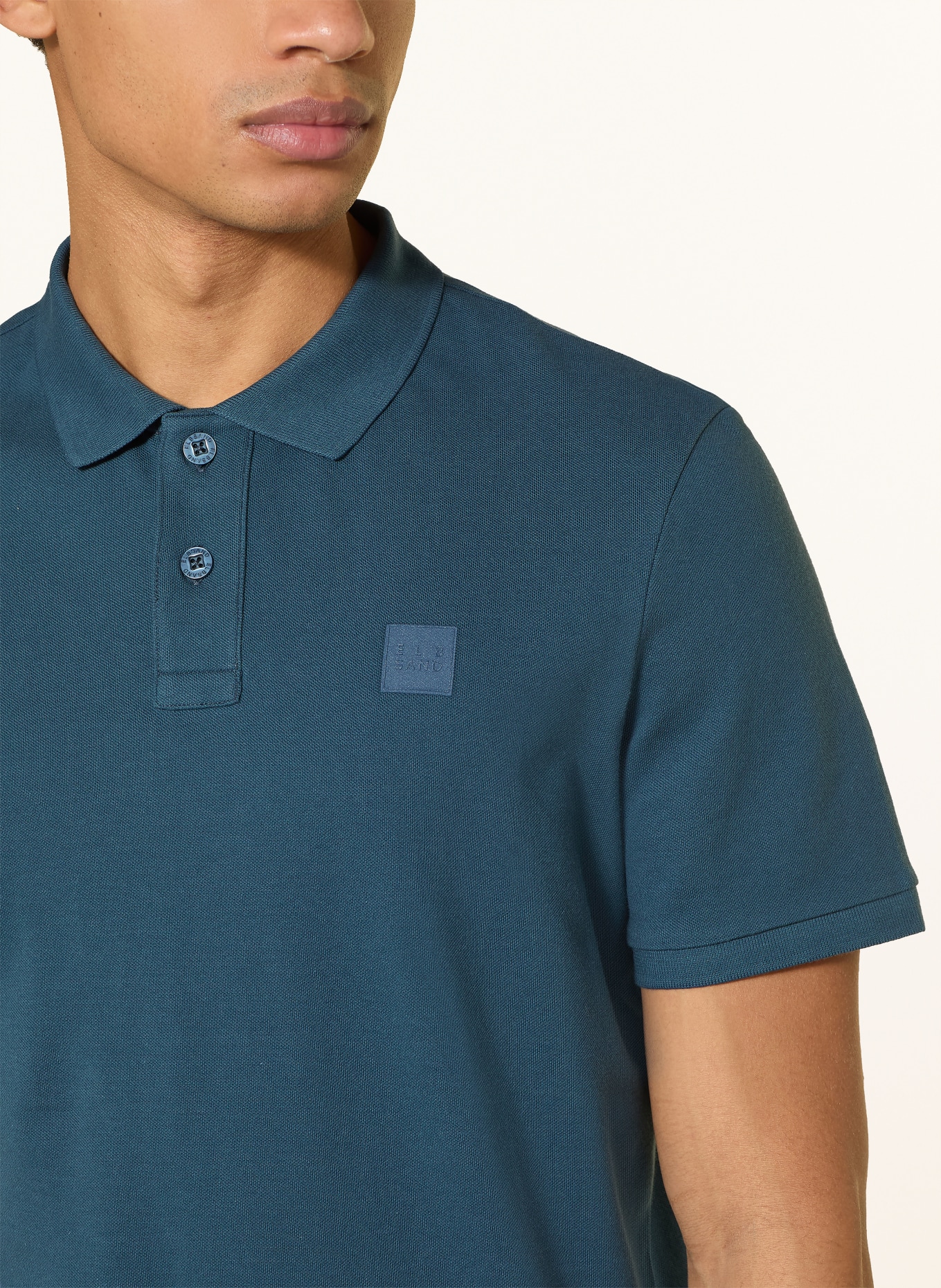 ELBSAND Koszulka polo z pikowanym wzorem HOLMS Regular Fit: GRANATOWY