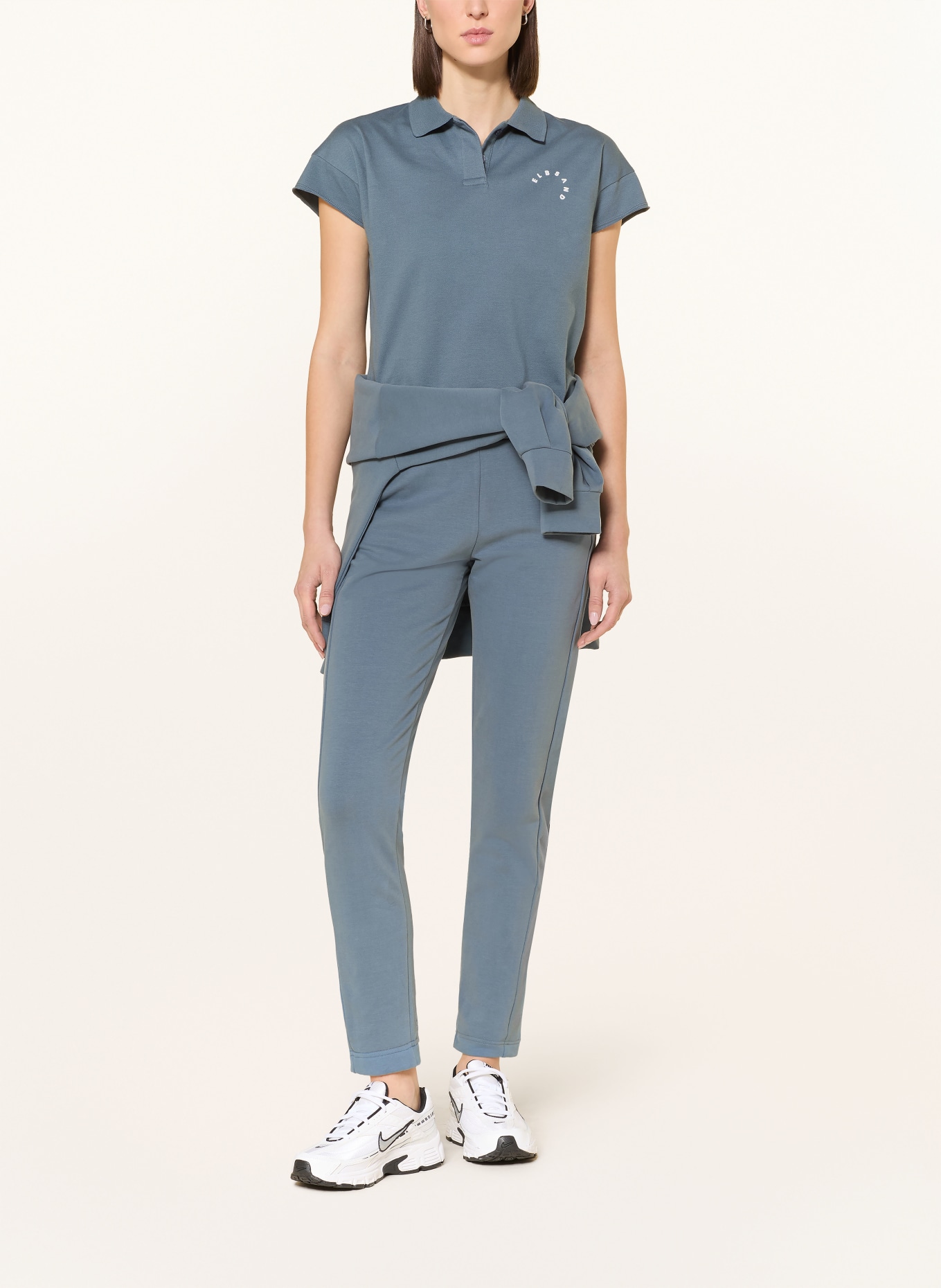 ELBSAND TORVA piqué polo shirt: BLUE GRAY / WHITE