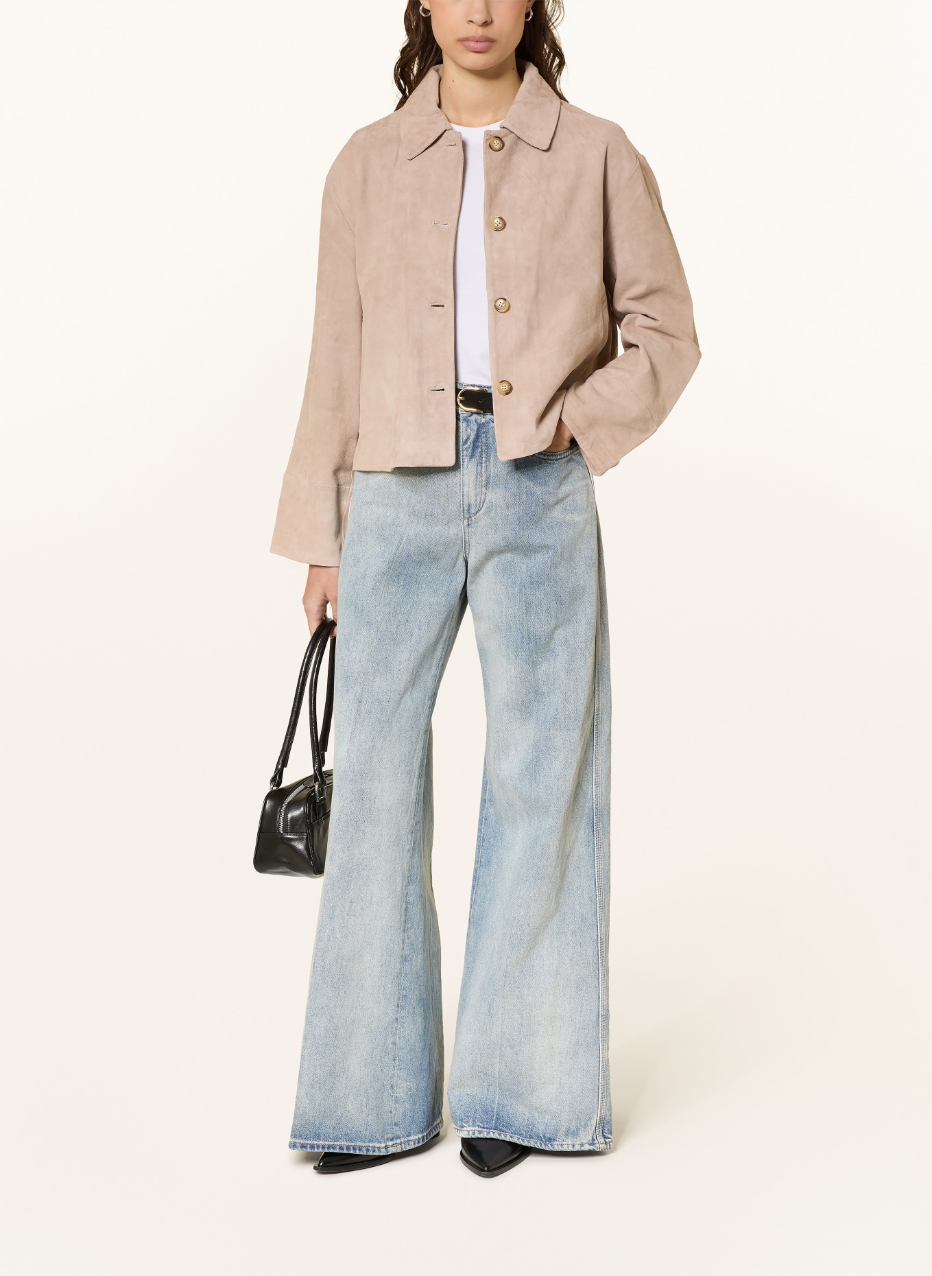 STUDIO AR ELAINE leather jacket: LIGHT GRAY