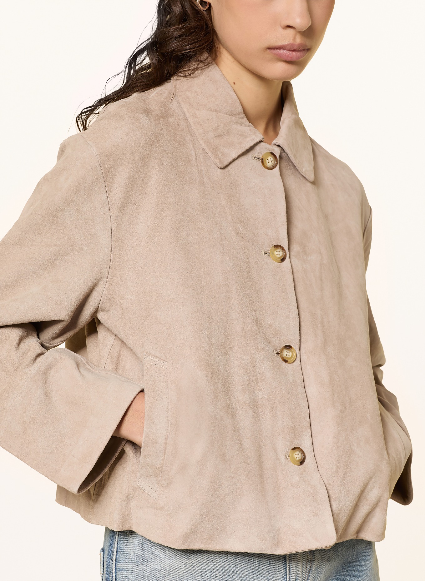 STUDIO AR ELAINE leather jacket: LIGHT GRAY