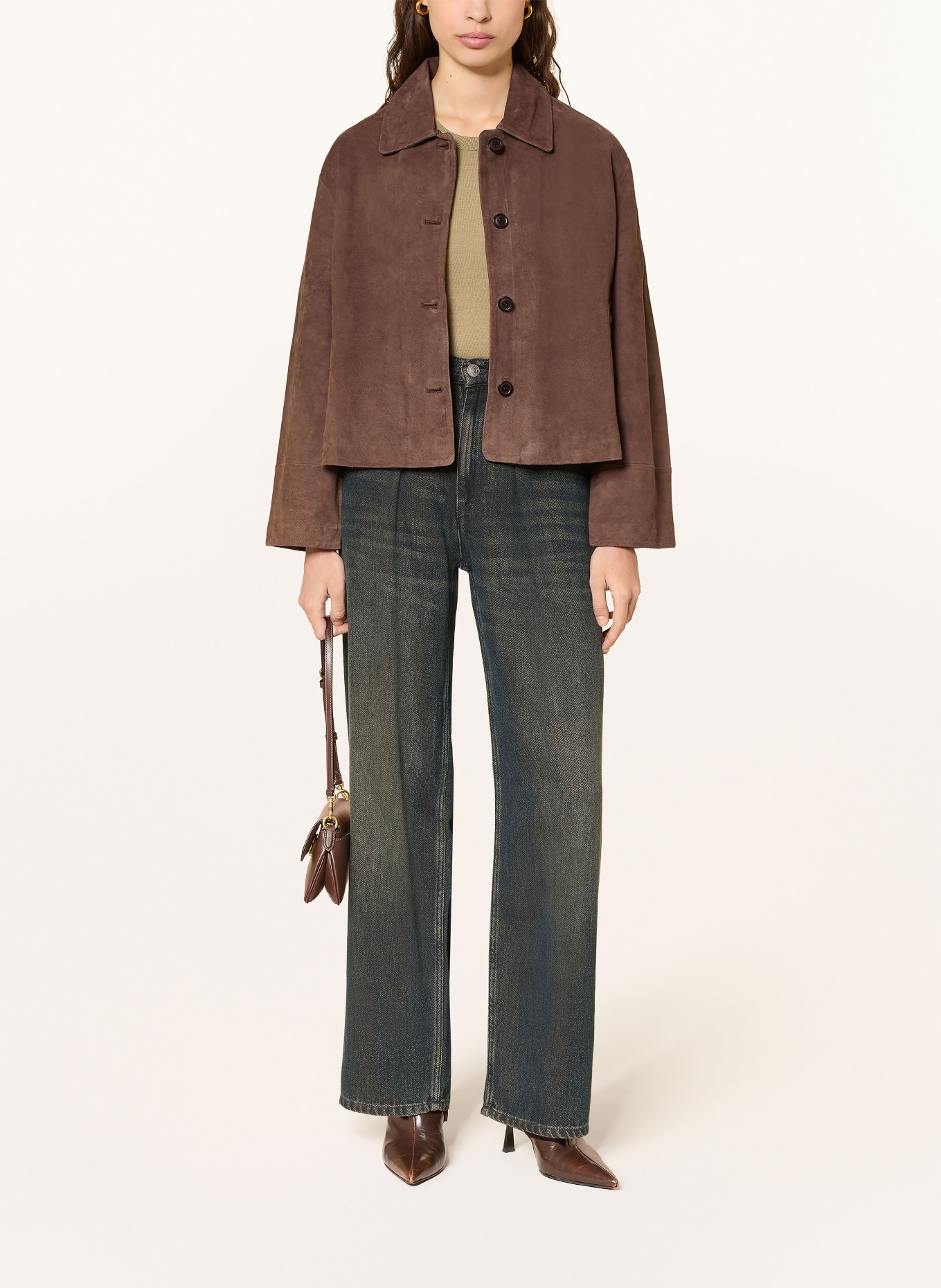 STUDIO AR ELAINE leather jacket: BROWN