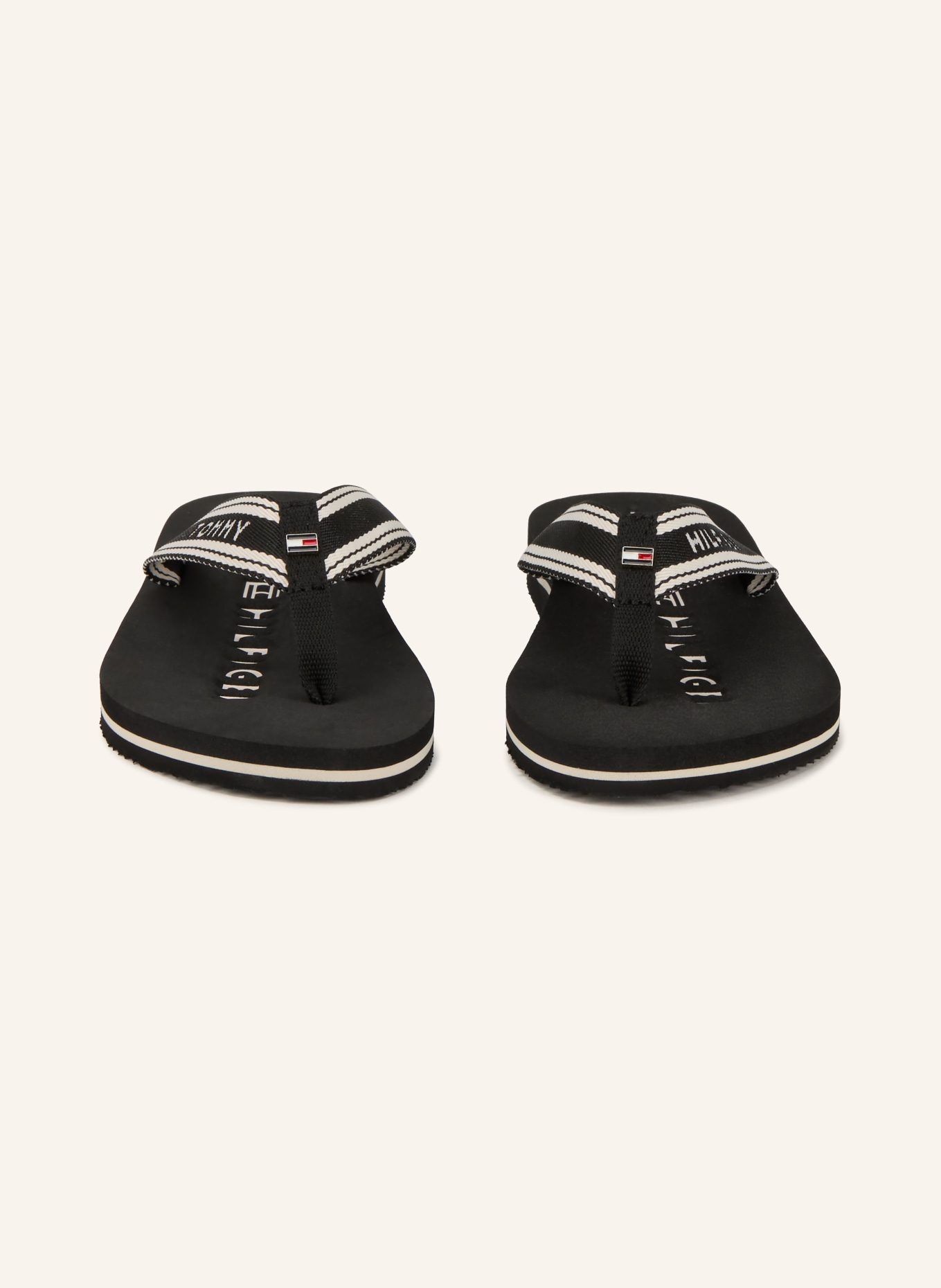 TOMMY HILFIGER Zehentrenner: SCHWARZ / ECRU