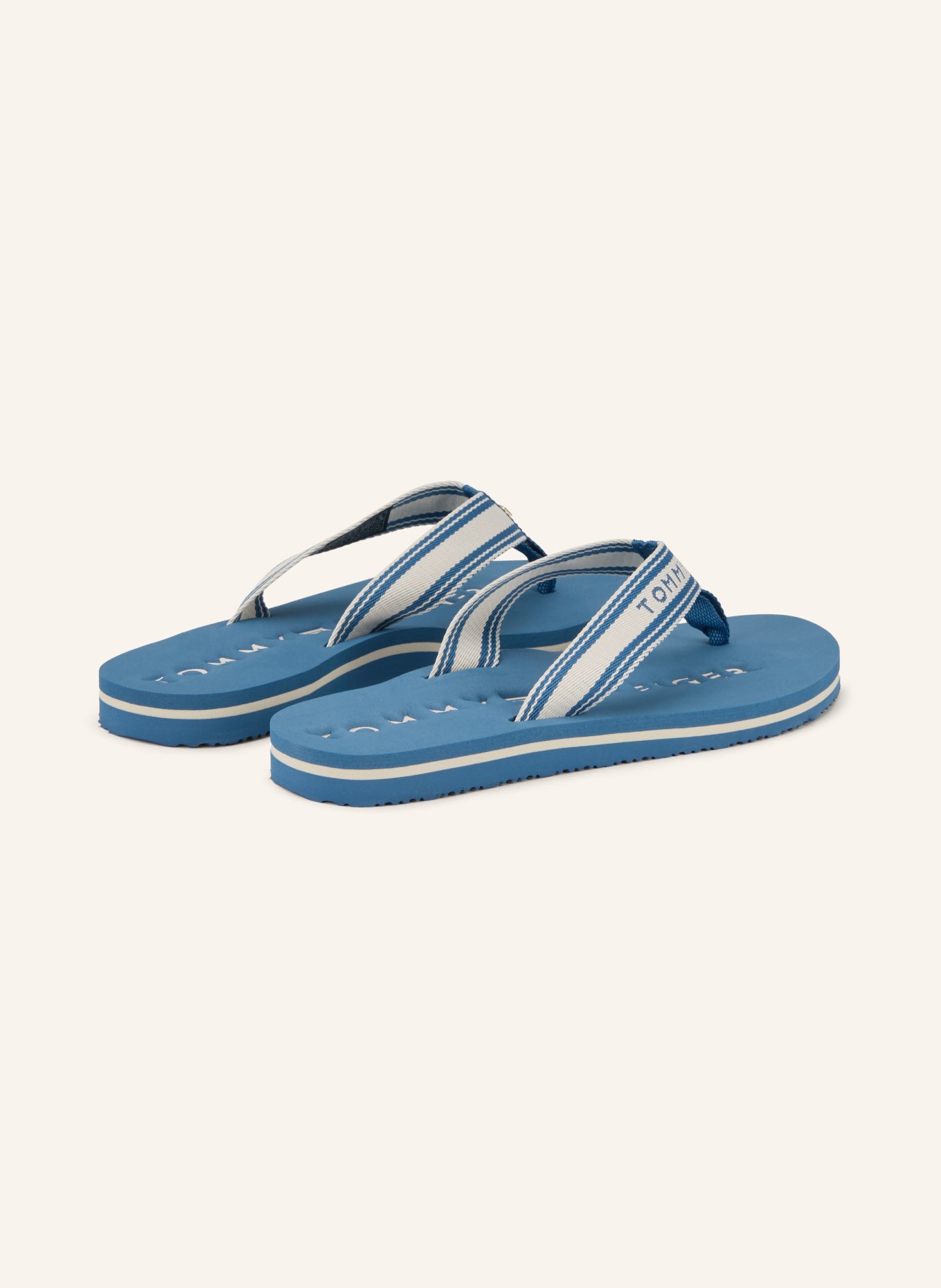 TOMMY HILFIGER Zehentrenner: BLAU / WEISS