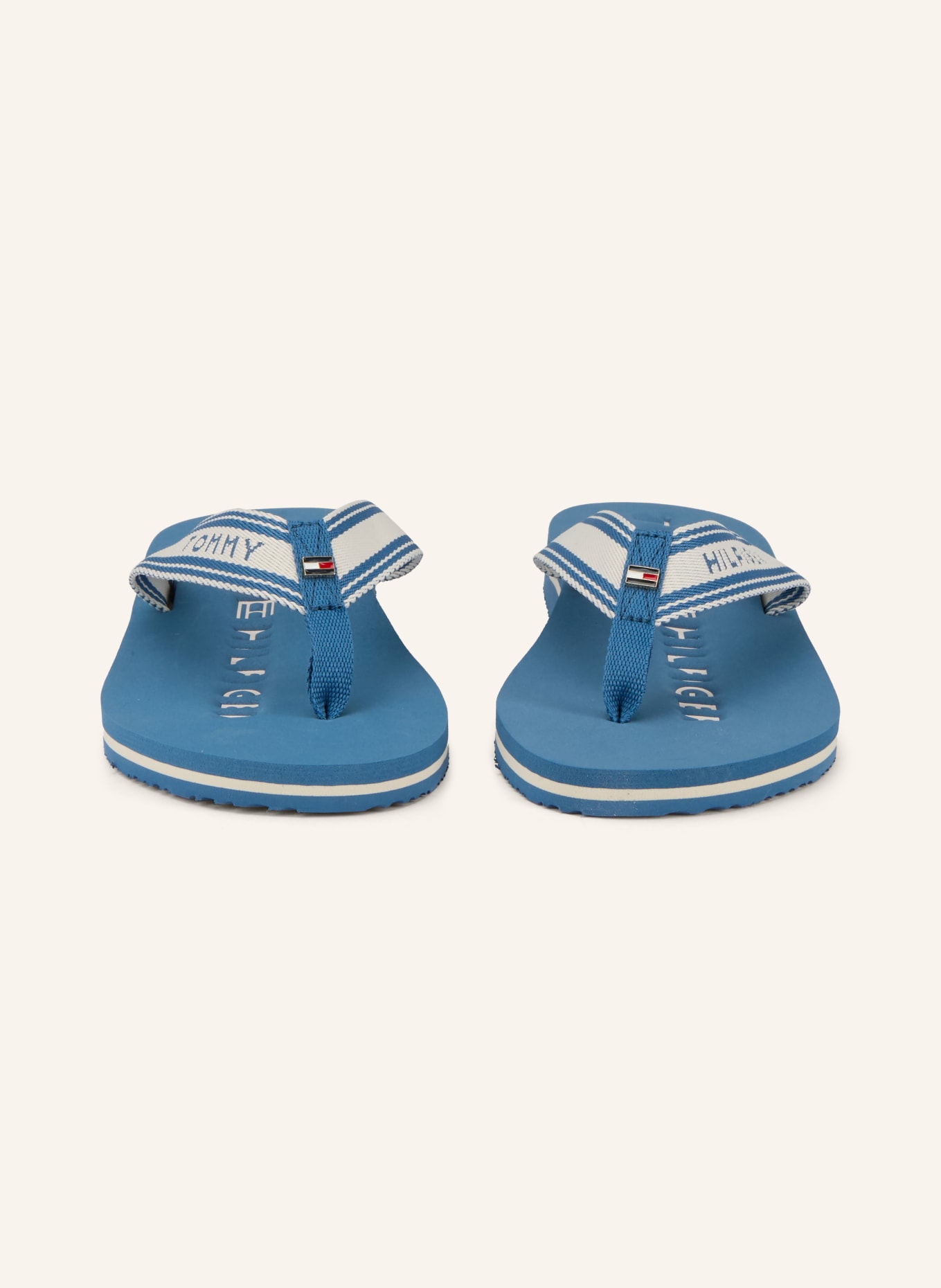 TOMMY HILFIGER Zehentrenner: BLAU / WEISS