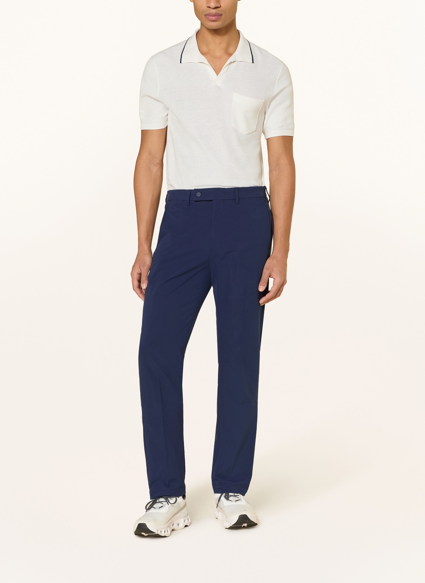 RLX RALPH LAUREN Funktions-Poloshirt: ECRU / DUNKELBLAU
