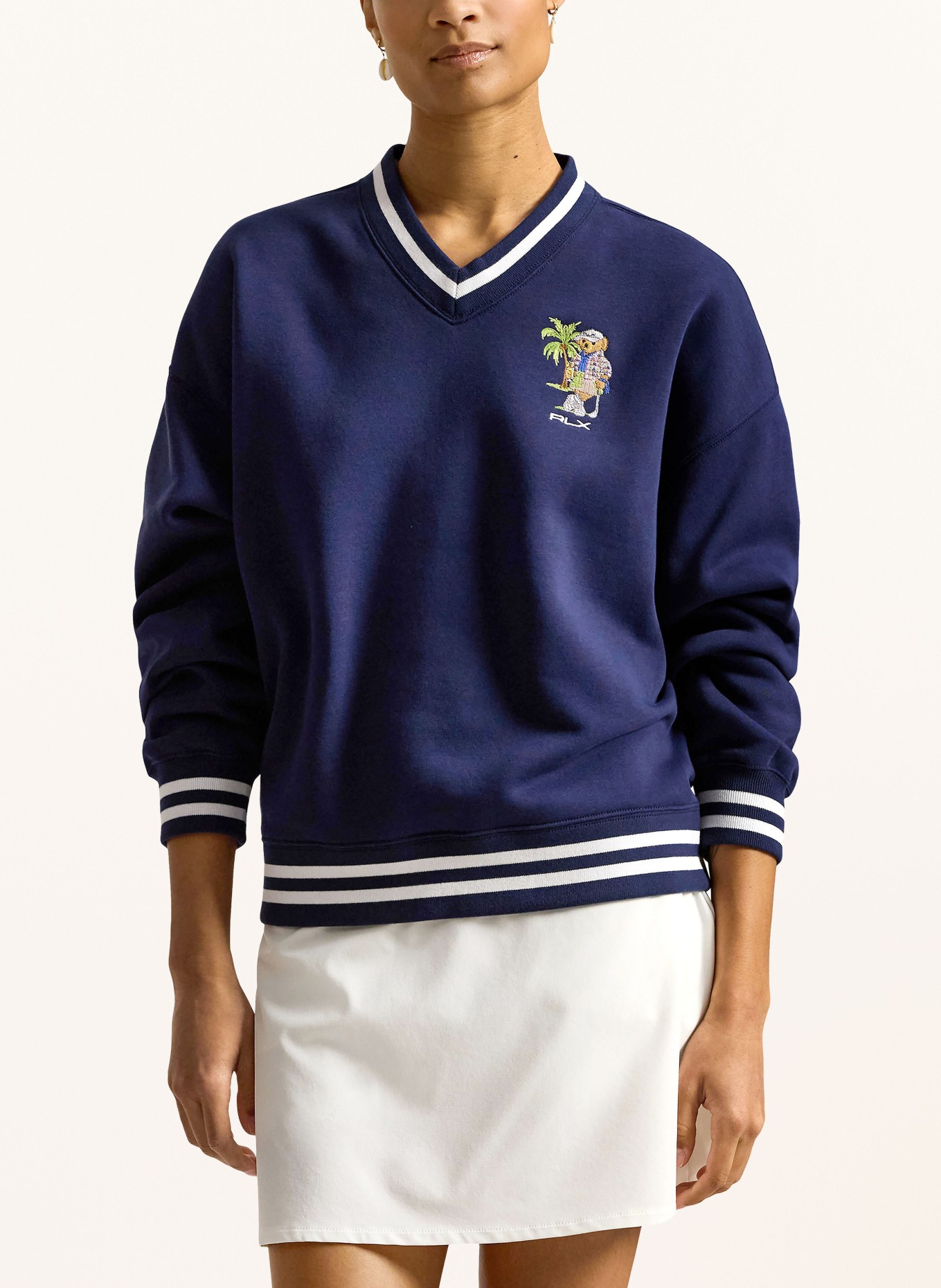 RLX RALPH LAUREN mikina: TMAVĚ MODRÁ / BÍLÁ