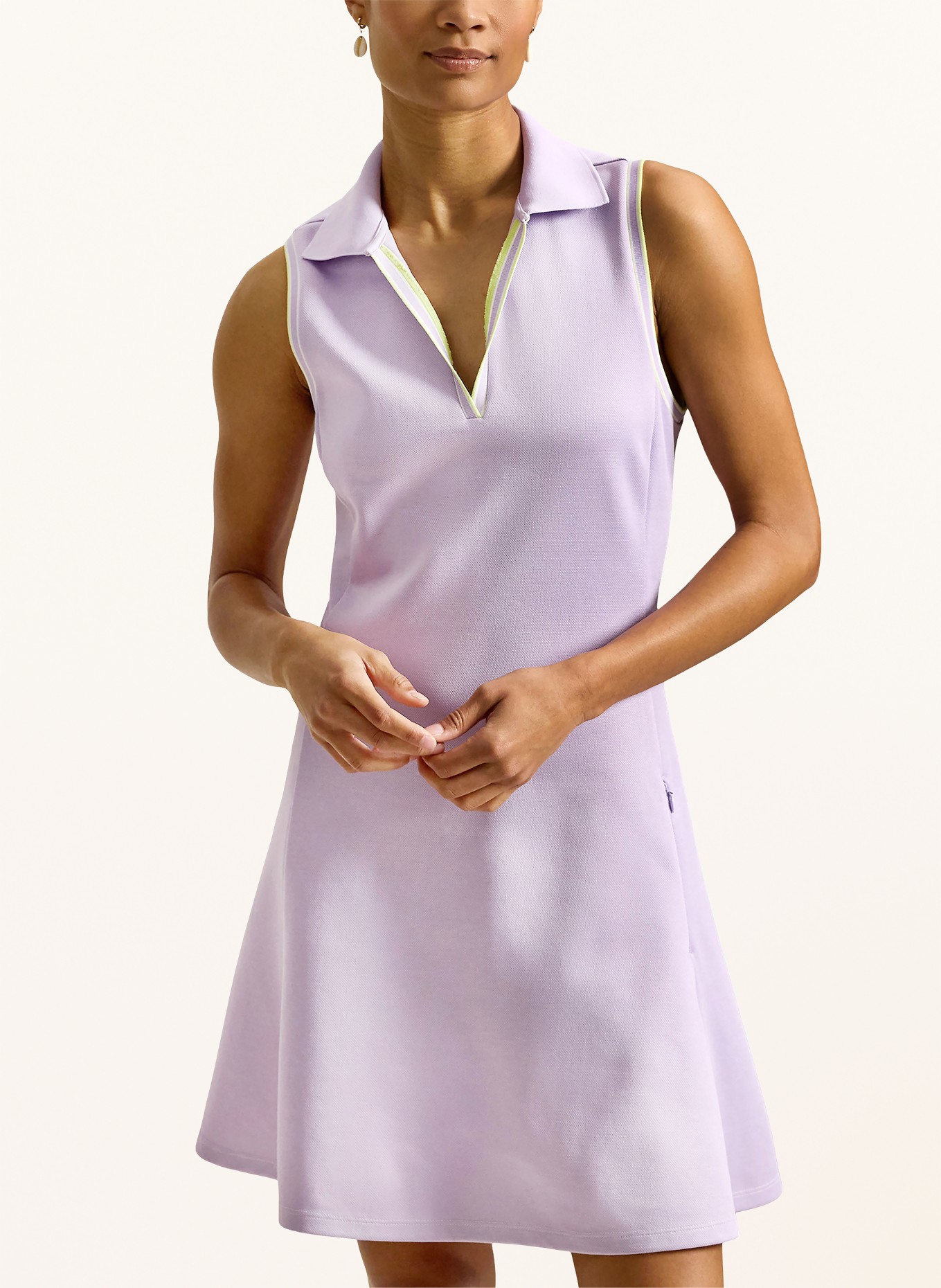 RLX RALPH LAUREN Piqué-Polokleid: HELLLILA / NEONGELB