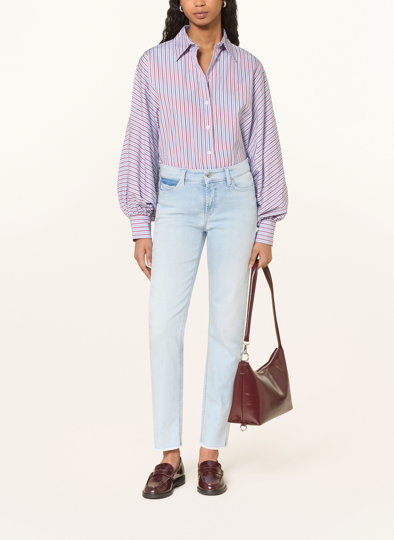 CAMBIO Džíny PIPER: 5156 sun bleached & fringed