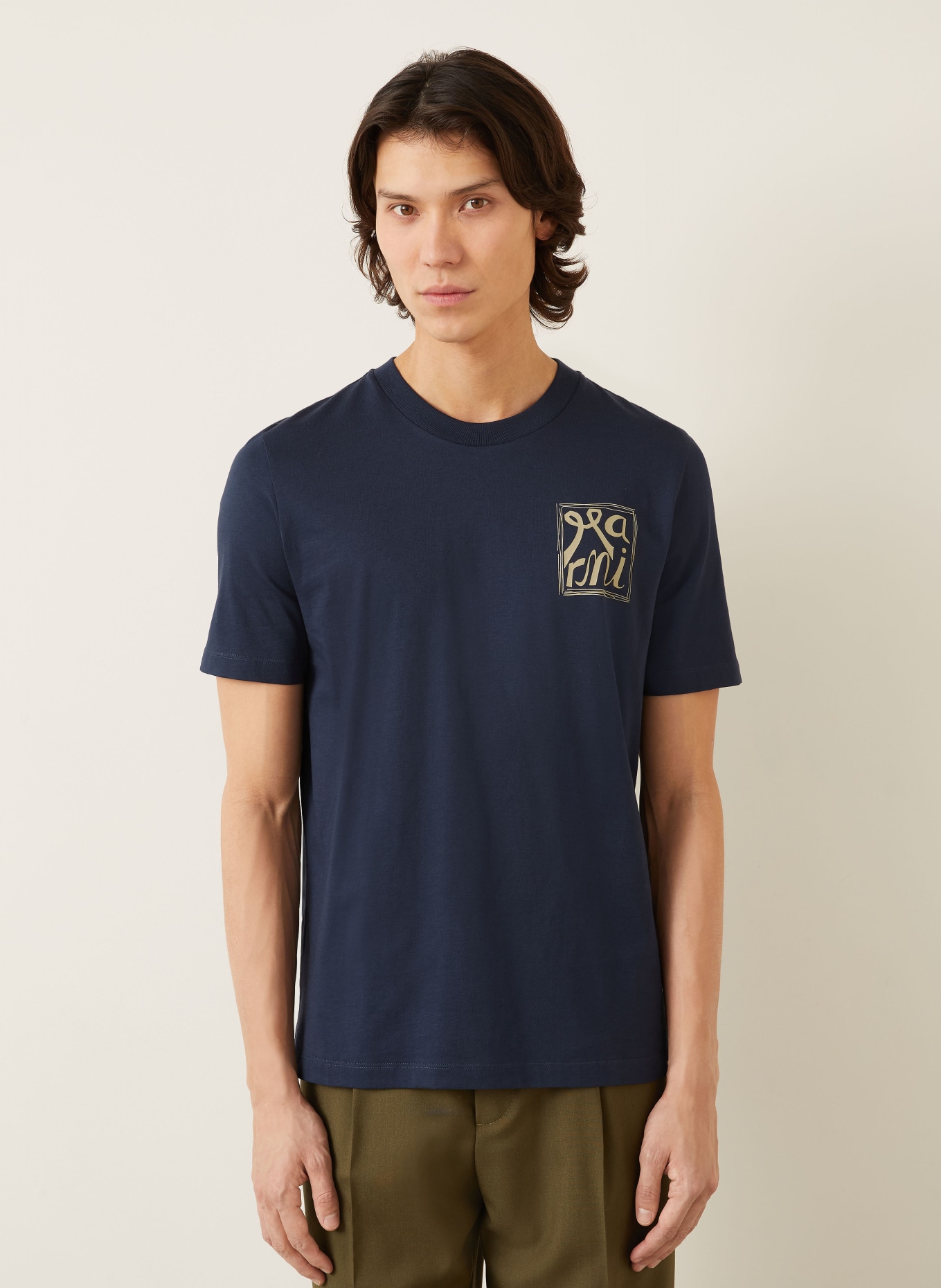 MARNI T-Shirt: DUNKELBLAU / BEIGE