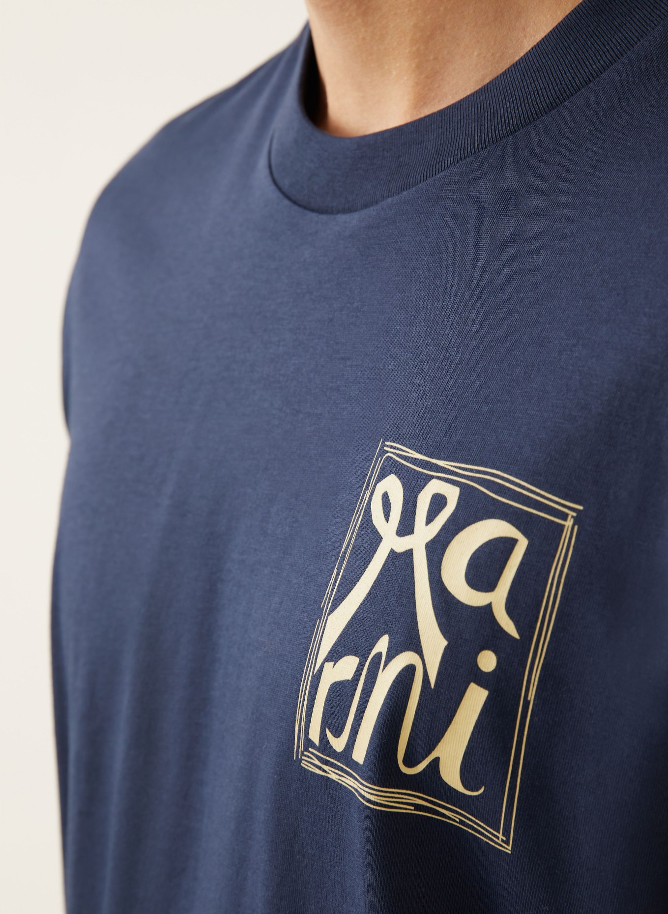 MARNI T-Shirt: DUNKELBLAU / BEIGE