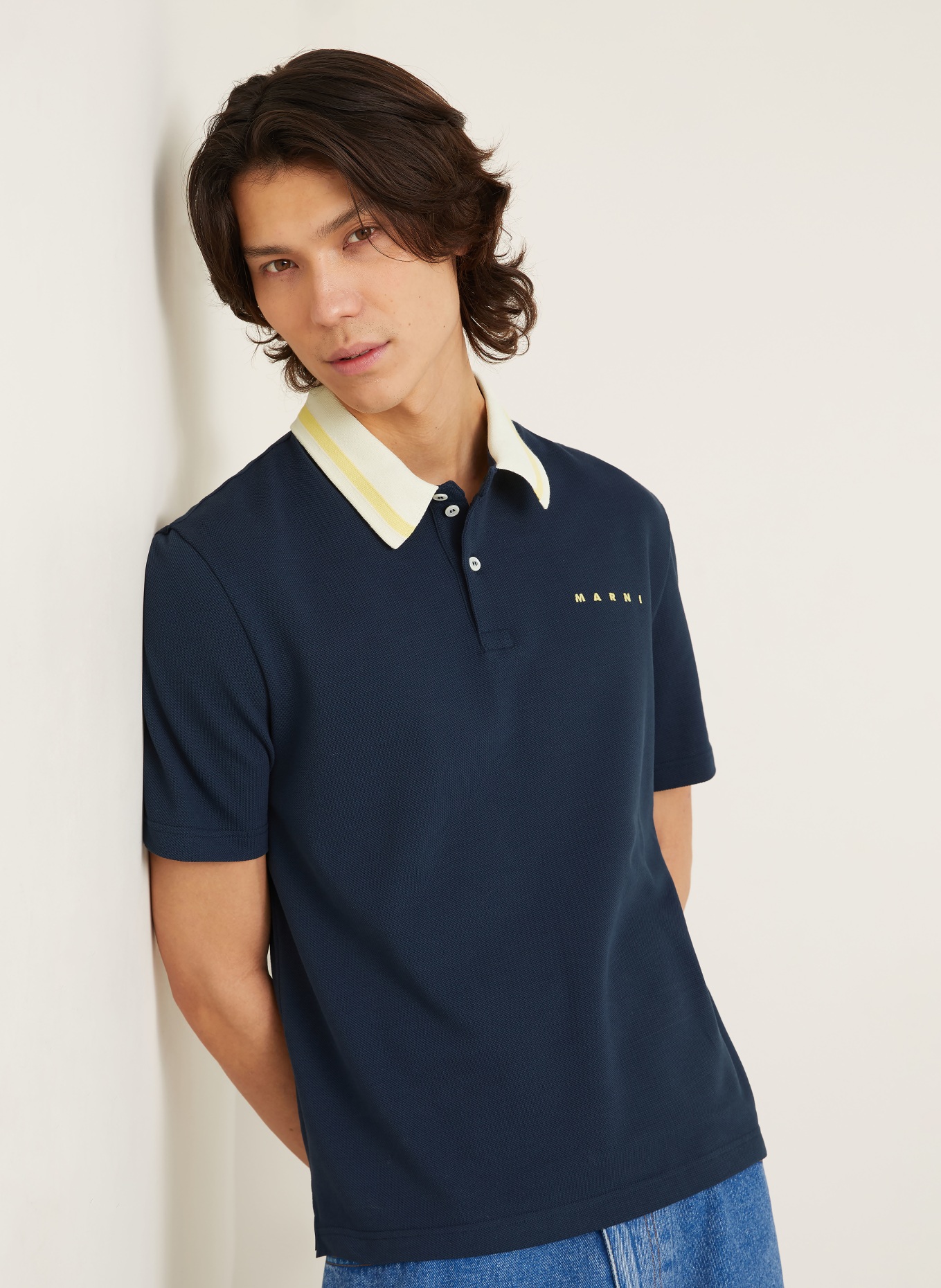 MARNI Piqué-Poloshirt: DUNKELBLAU