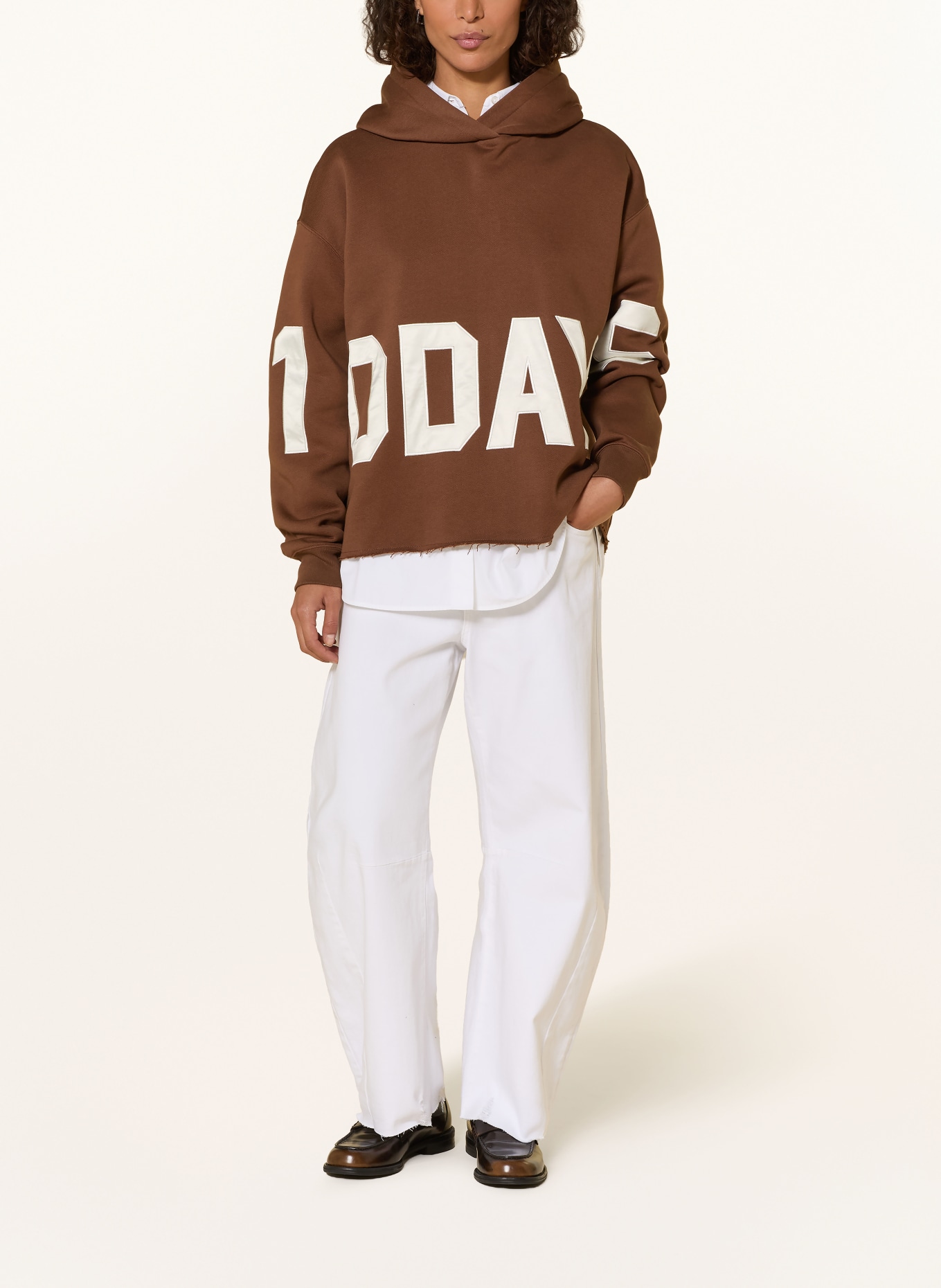 10DAYS bluza z kapturem: BRĄZOWY / BIAŁY