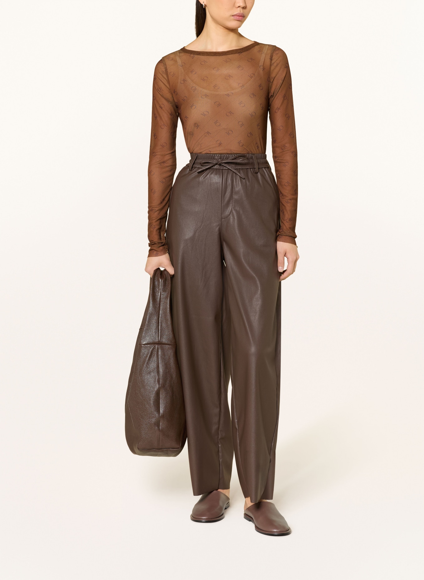 10DAYS Dlouhé rukávy z síťoviny: HNĚDÁ