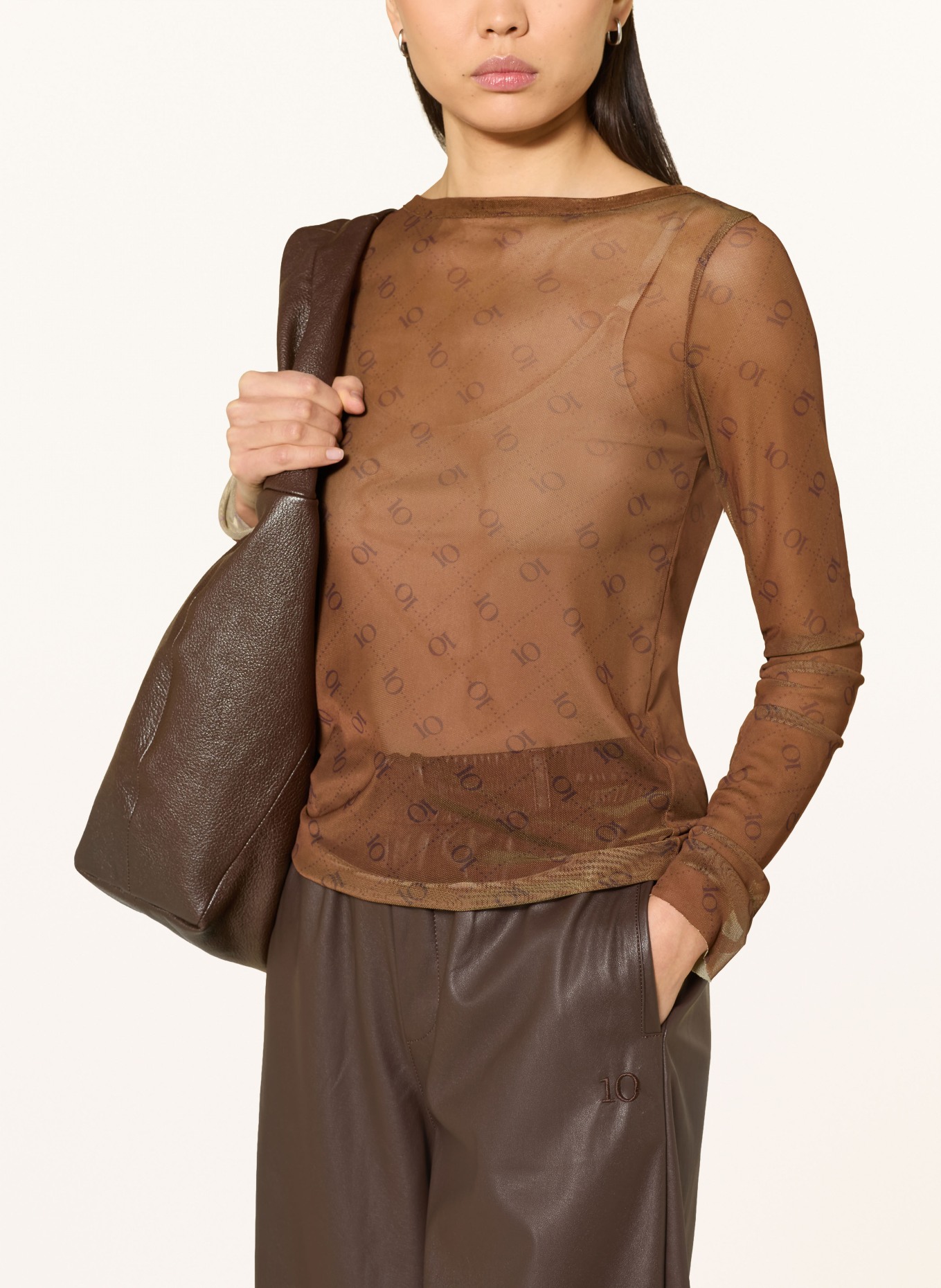 10DAYS Dlouhé rukávy z síťoviny: HNĚDÁ