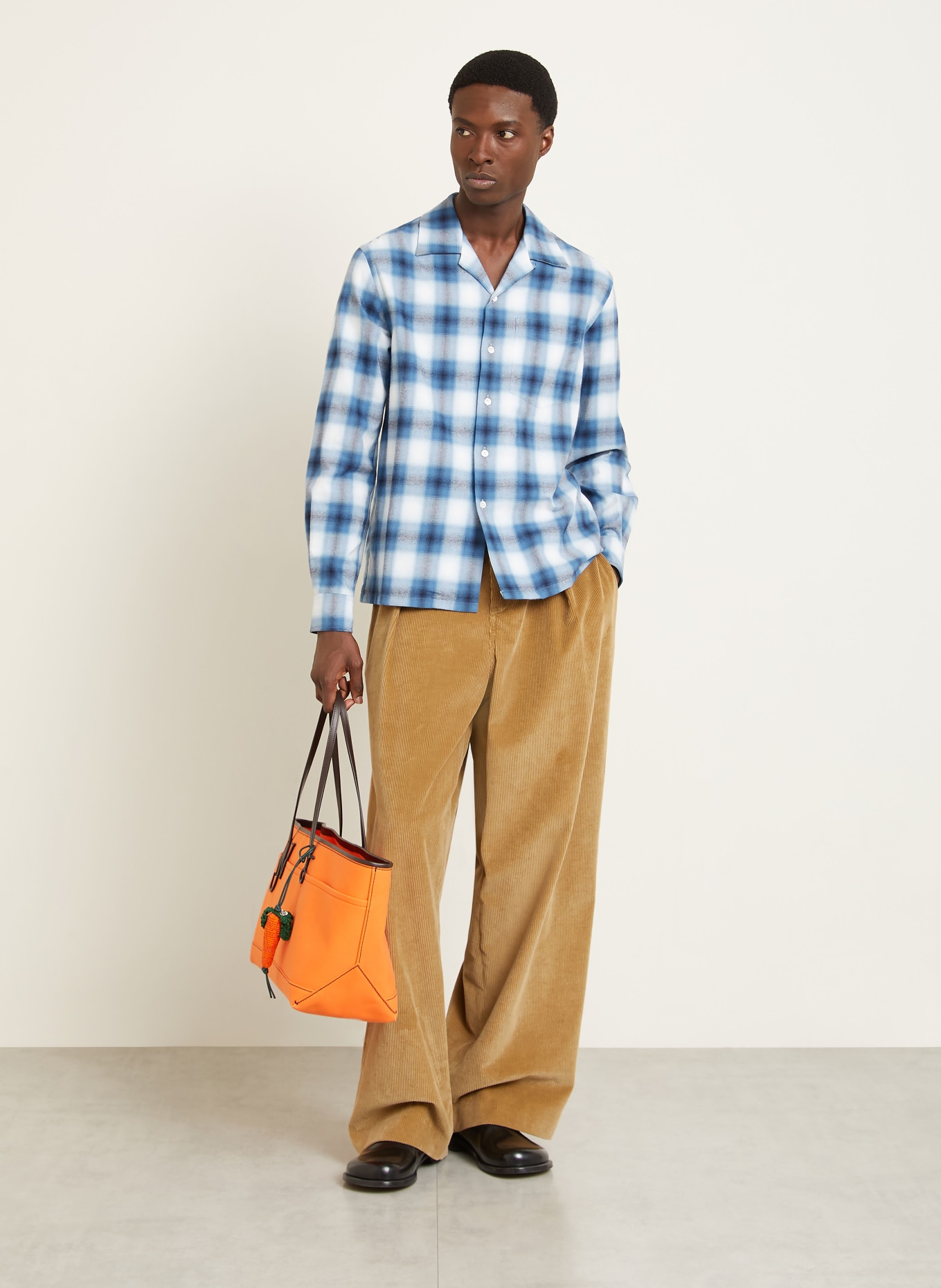 JW ANDERSON Flanellhemd Slim Fit: BLAU / WEISS / SCHWARZ