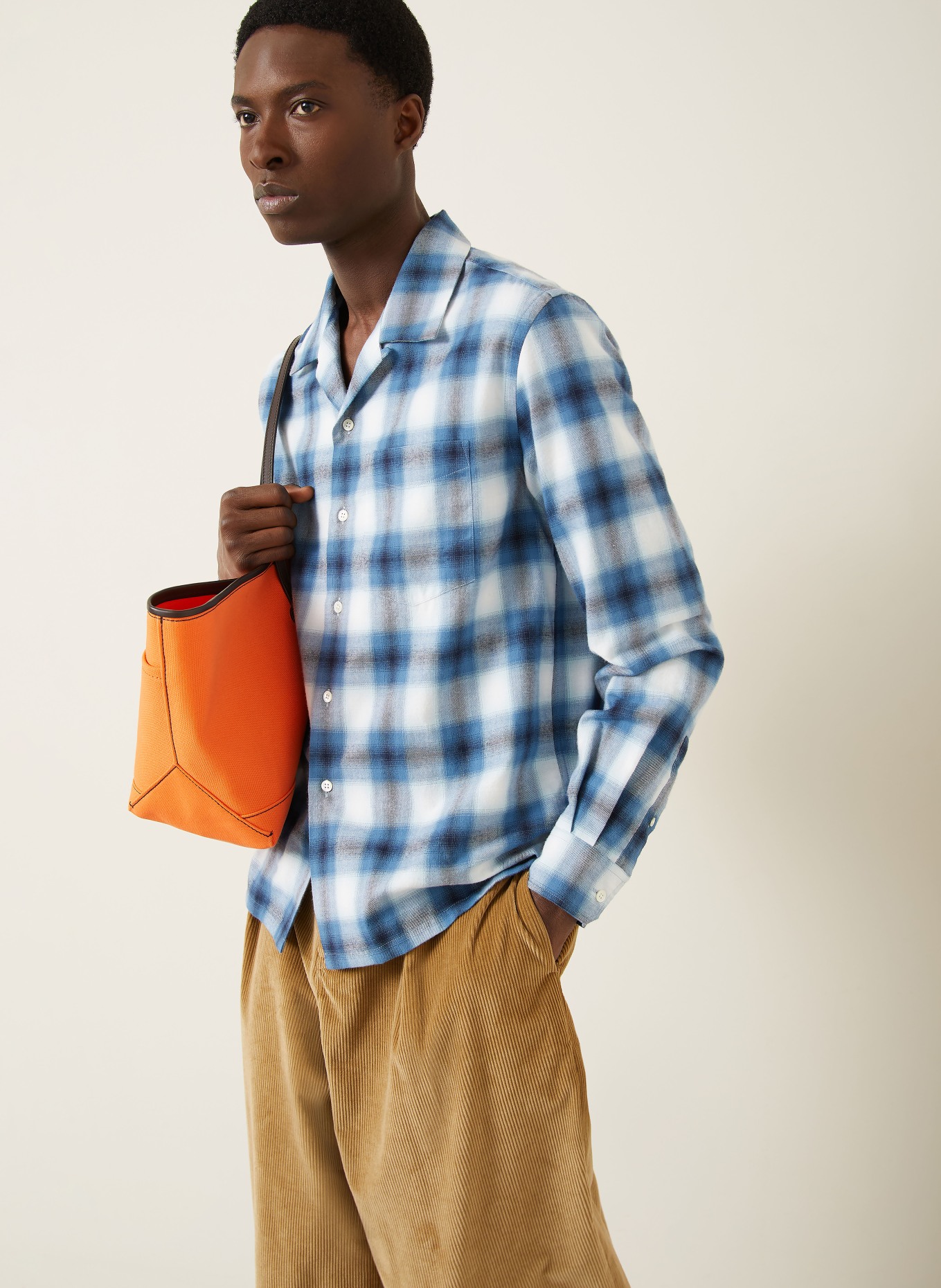 JW ANDERSON Flanellhemd Slim Fit: BLAU / WEISS / SCHWARZ