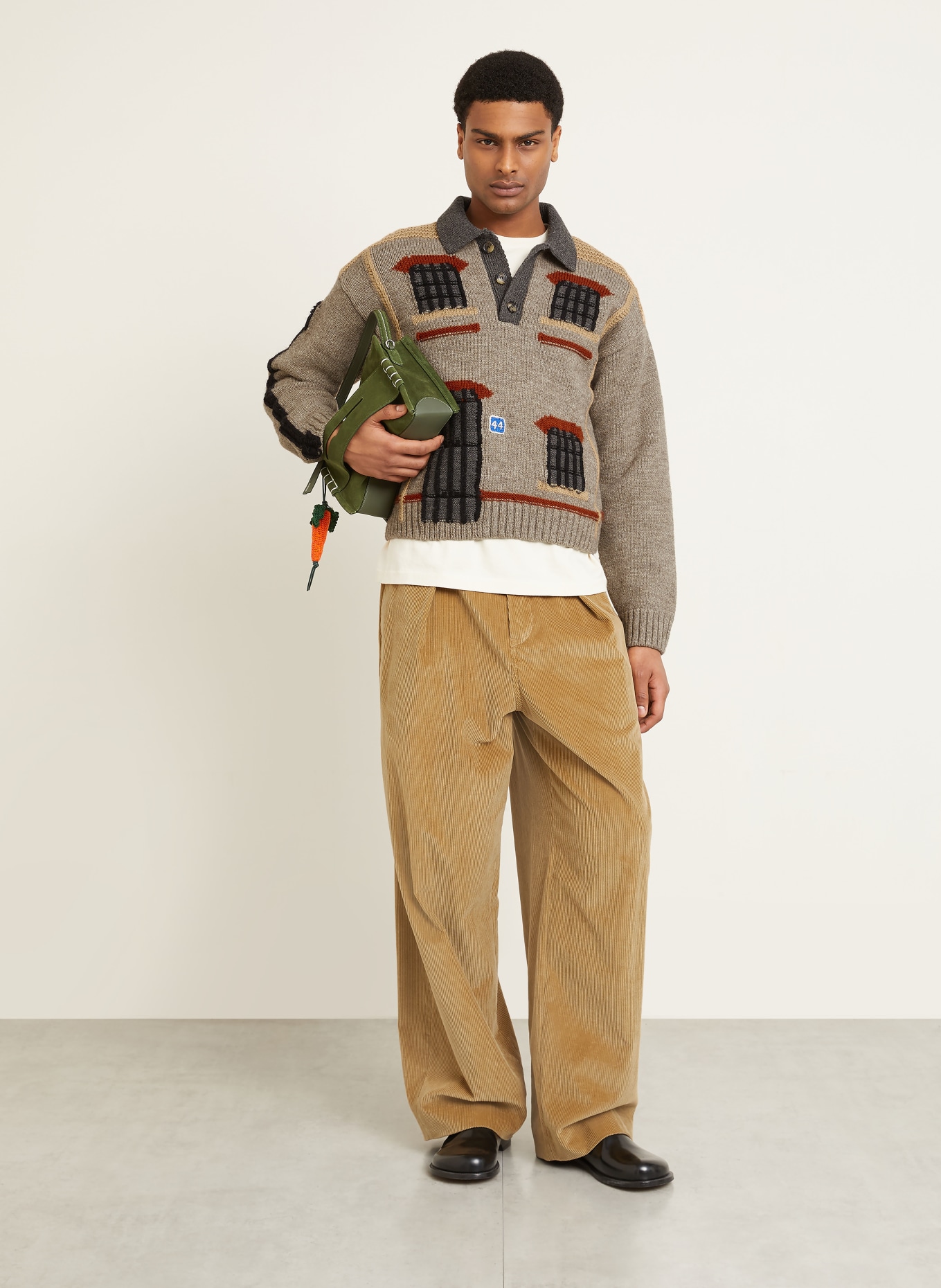 JW ANDERSON Pullover: BEIGE / GRAU / DUNKELORANGE