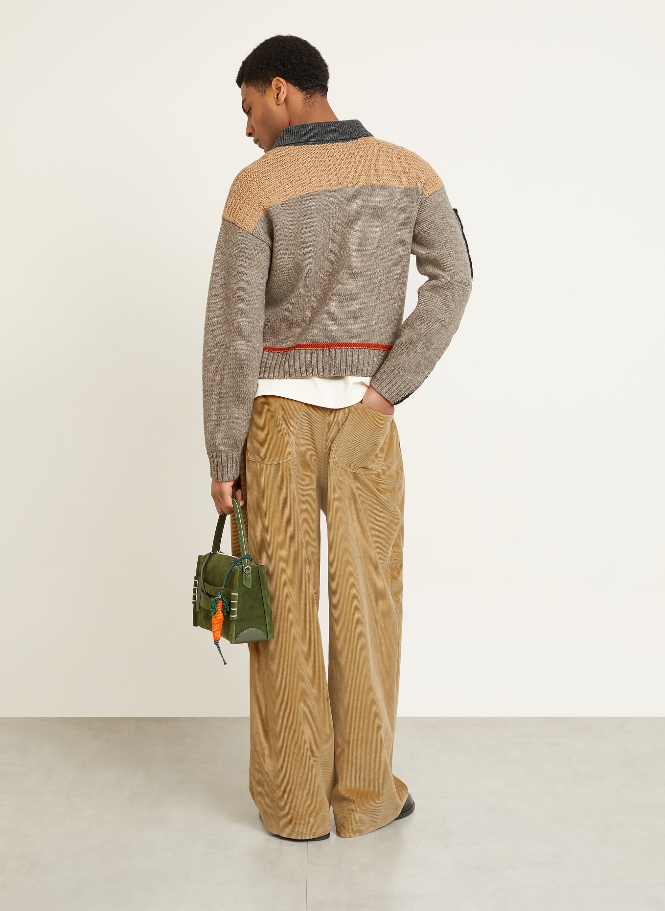 JW ANDERSON Pullover: BEIGE / GRAU / DUNKELORANGE