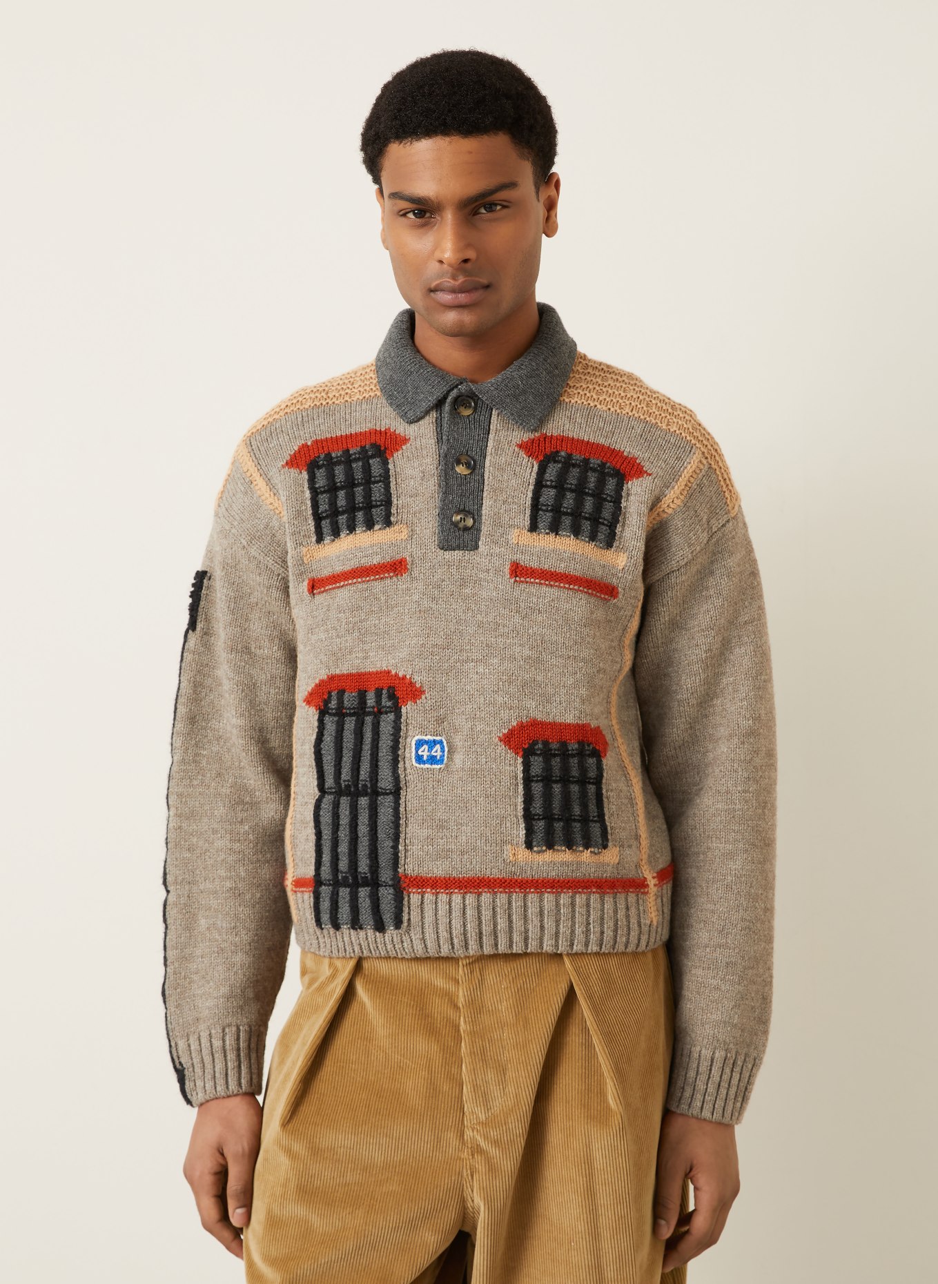 JW ANDERSON Pullover: BEIGE / GRAU / DUNKELORANGE