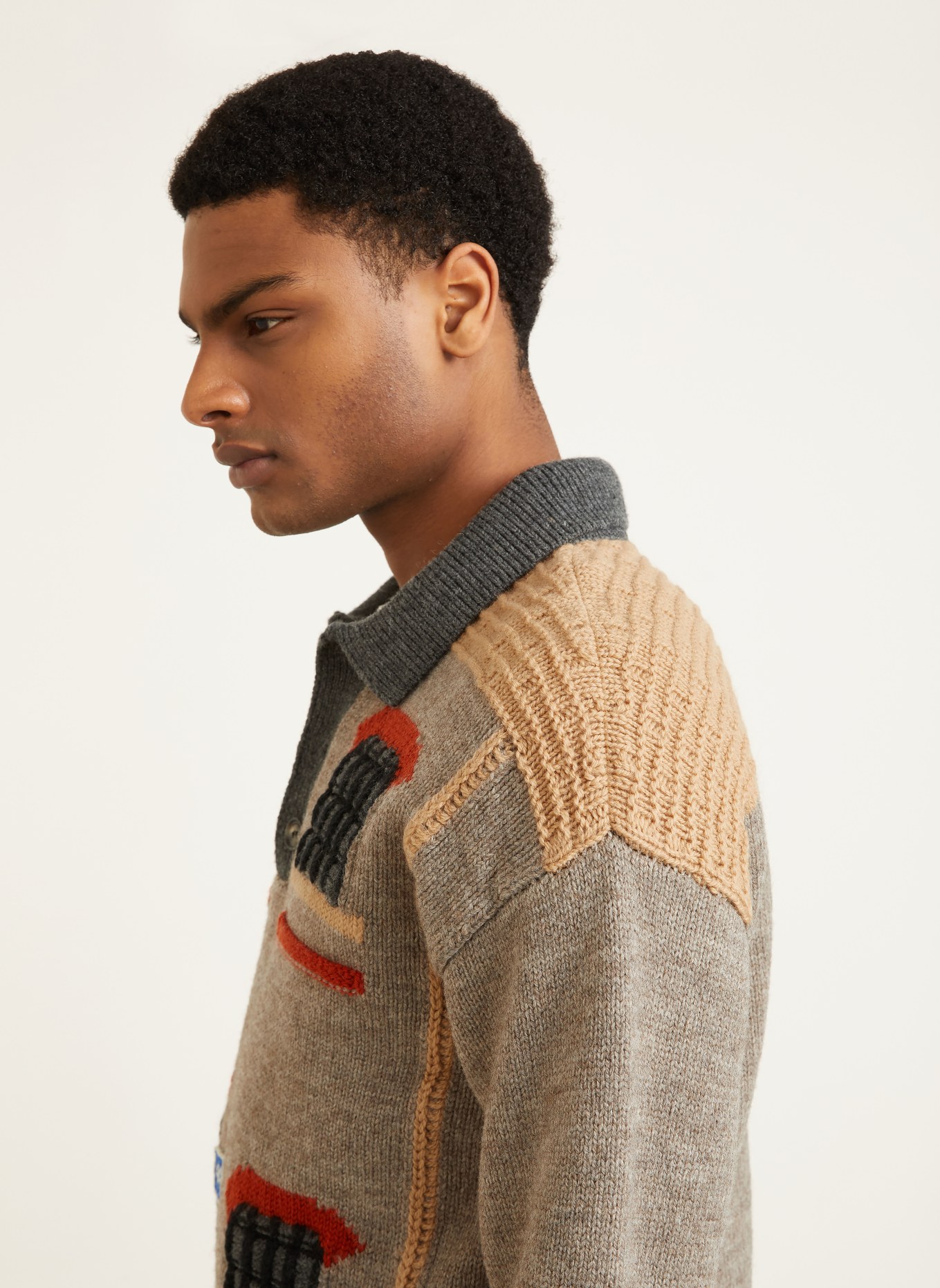 JW ANDERSON Pullover: BEIGE / GRAU / DUNKELORANGE