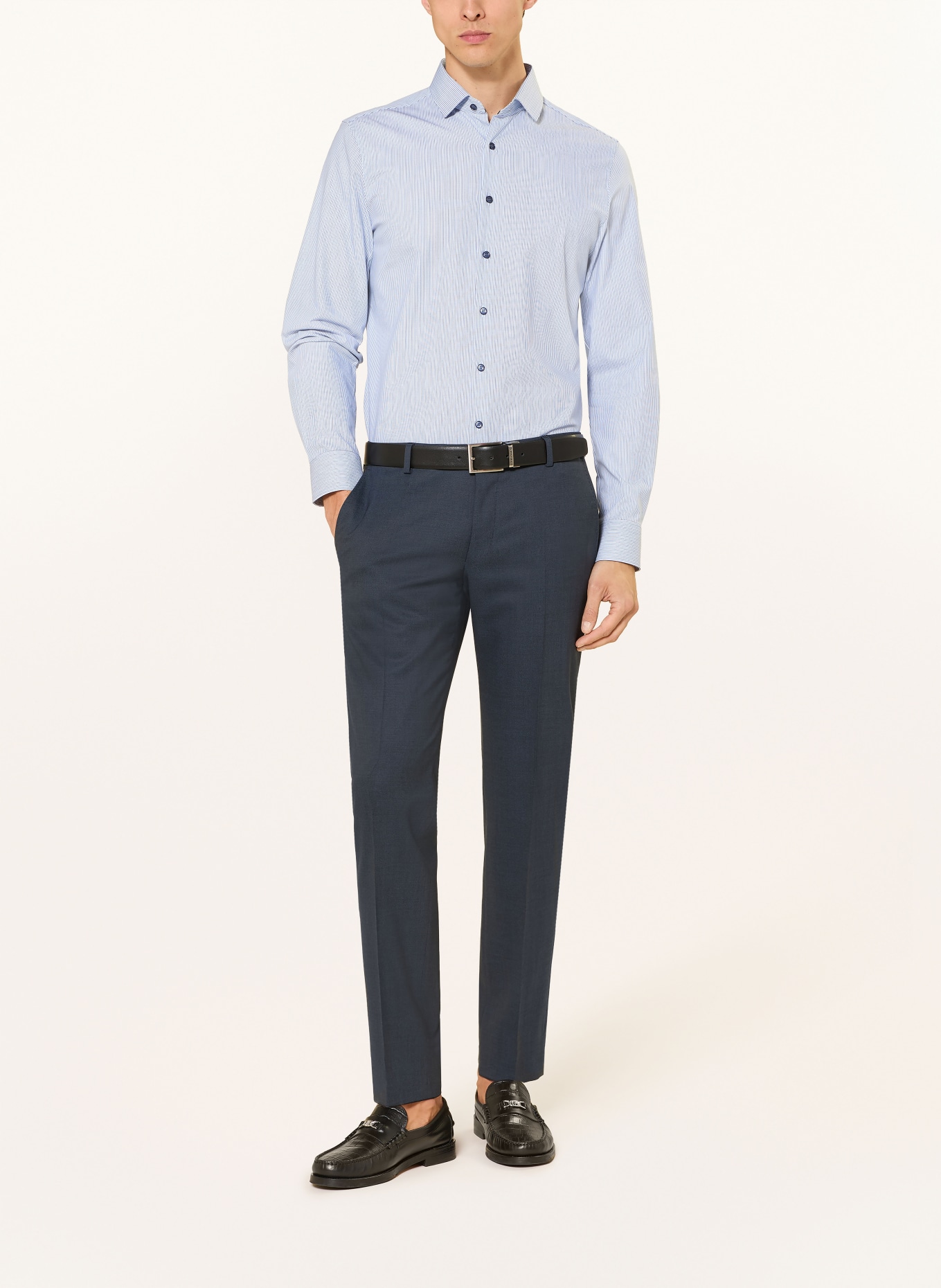 OLYMP Hemd Level Five body fit: HELLBLAU / DUNKELGRAU