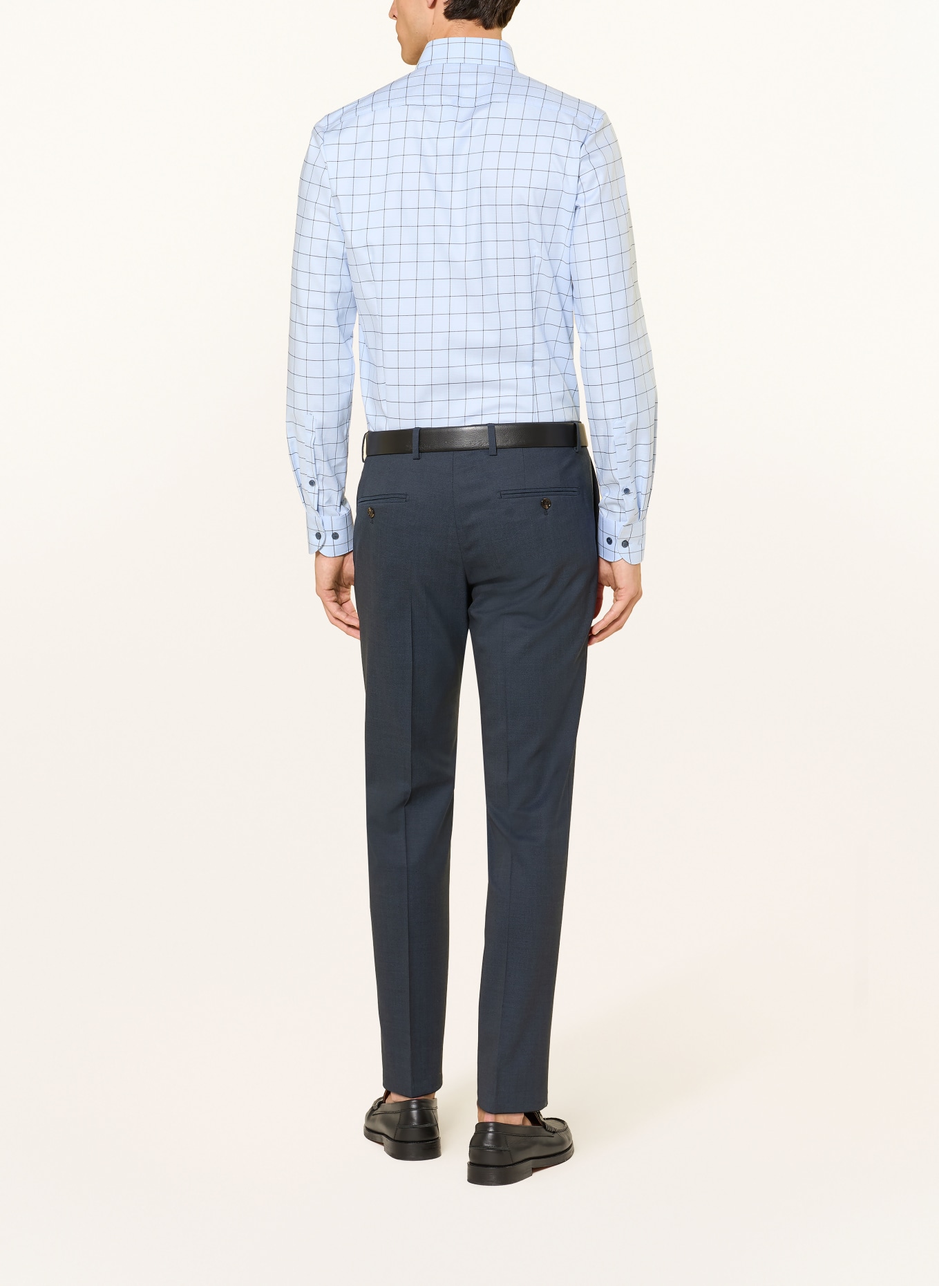 OLYMP Košile Level Five body fit: TMAVĚ MODRÁ / TMAVĚ ŠEDÁ