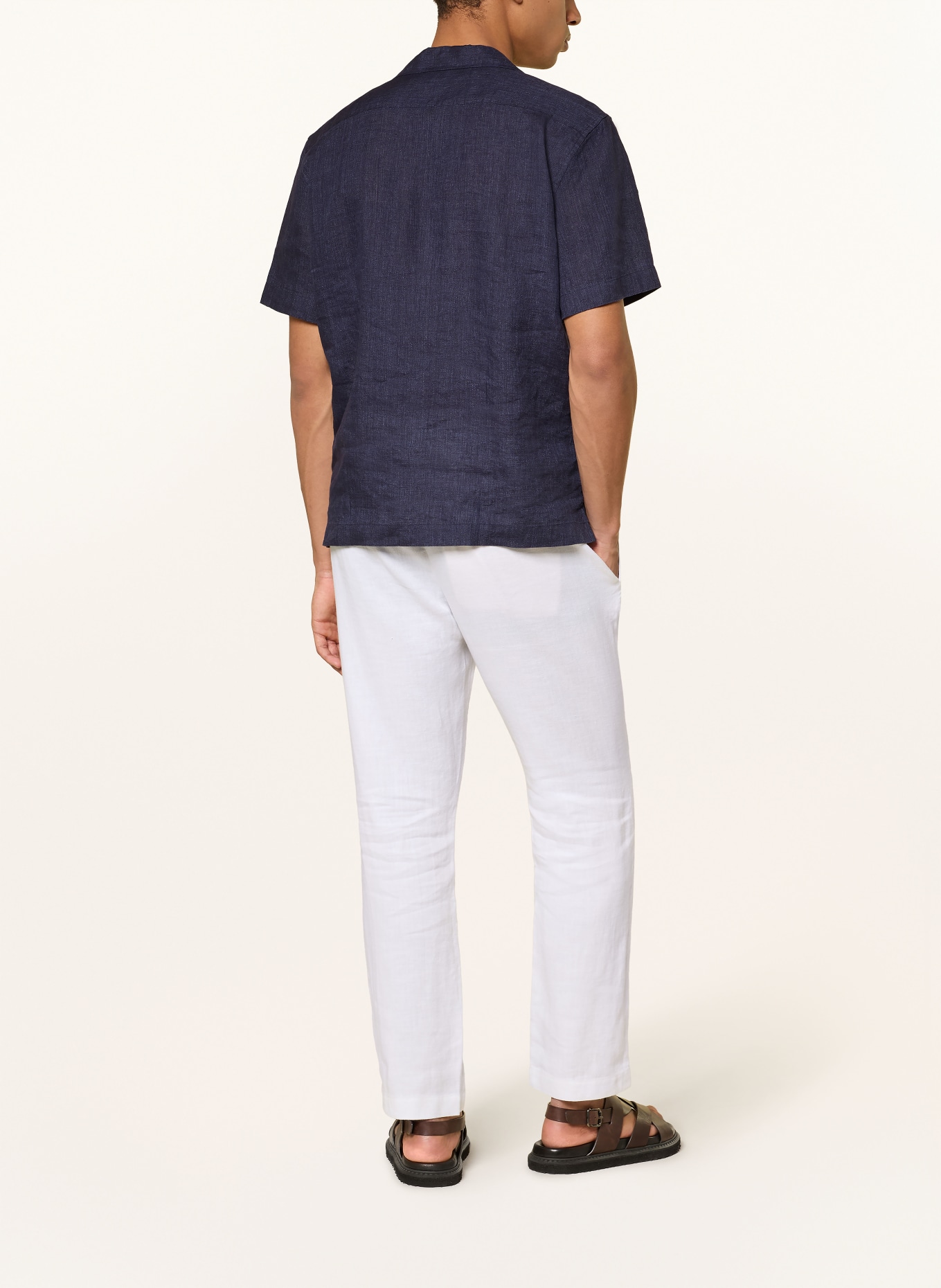 FRESCOBOL CARIOCA ANGELO Resort-overhemd, extra slim fit, van linnen: DONKERBLAUW