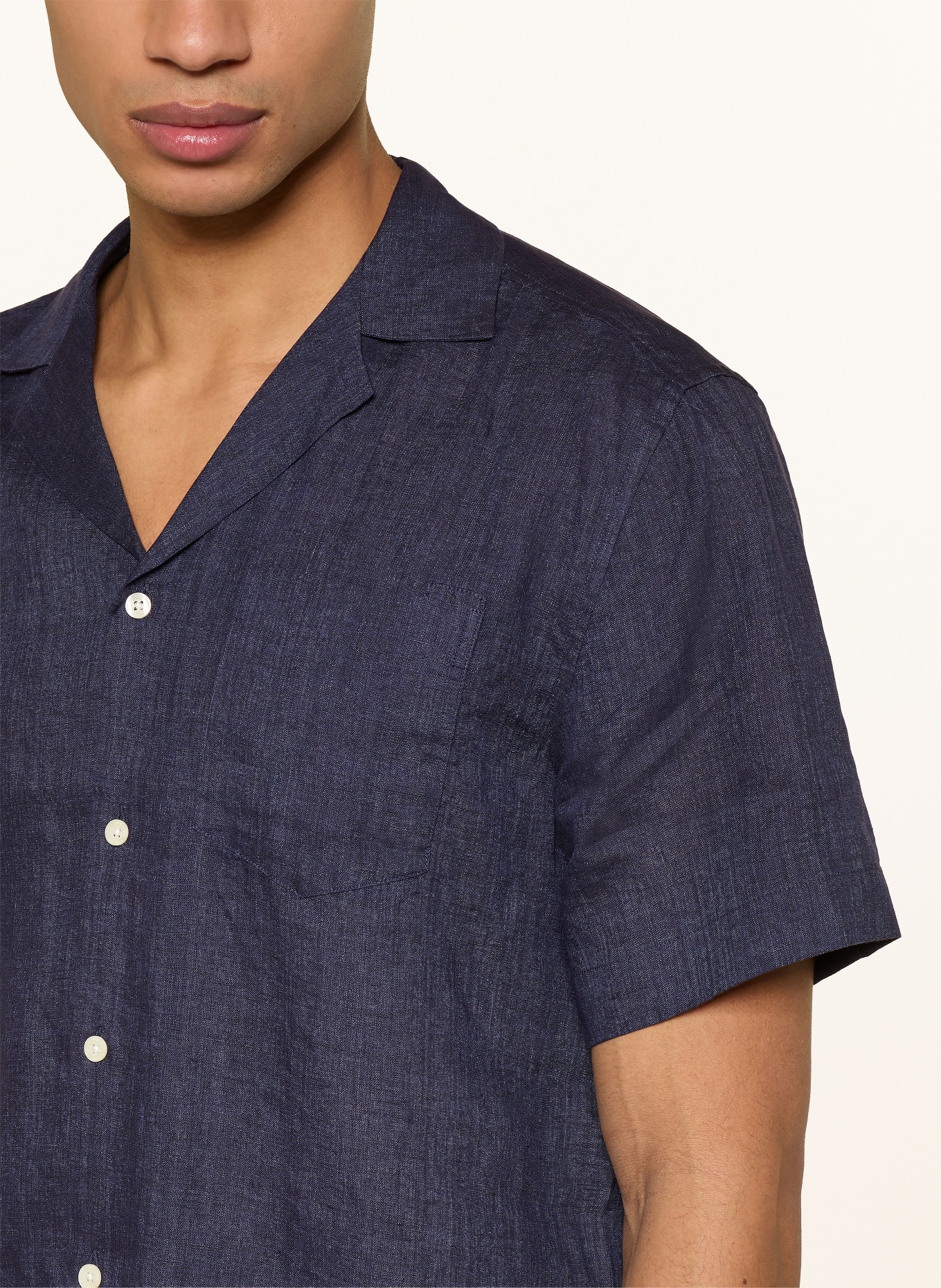 FRESCOBOL CARIOCA ANGELO Resort-overhemd, extra slim fit, van linnen: DONKERBLAUW